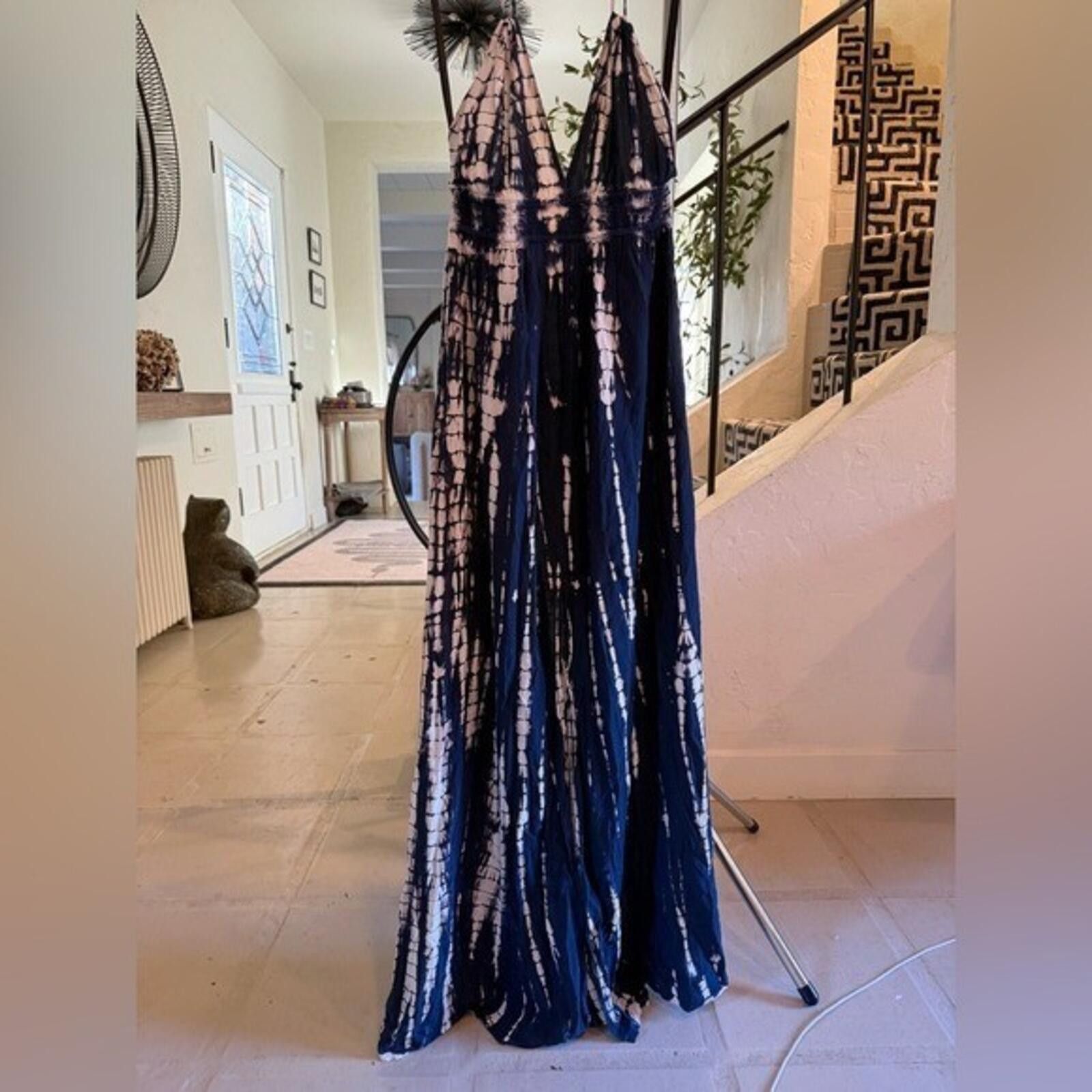 Other SoCal Nectar Clothing Blue White Tie Dye Halter Maxi Dress S Size S / US 4 / IT 40 - 6 Thumbnail
