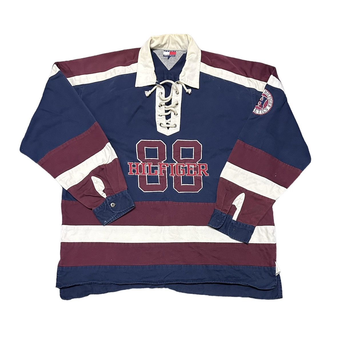 Tommy Hilfiger Vintage 90s Tommy hilfiger rugby shirt hockey jersey Size US L / EU 52-54 / 3 - 1 Thumbnail