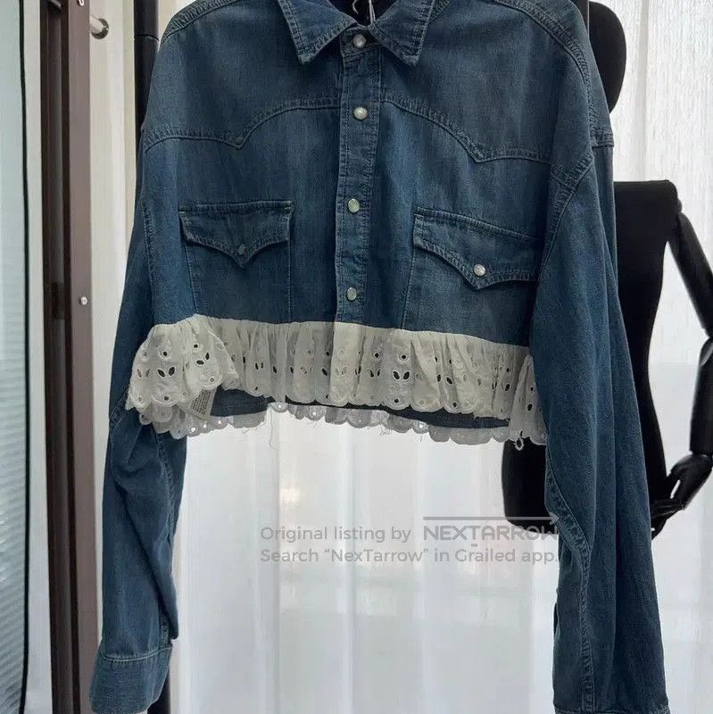Miu Miu Light Blue Cotton Floral Jacket .