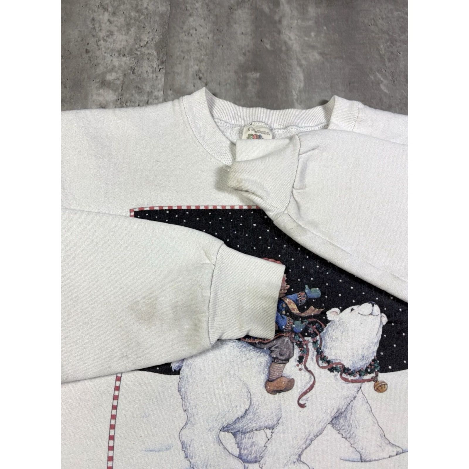 Fruit Of The Loom Vintage 80s Polar Bear Christmas Snowflake Sweatshirt White Pullover L Size US L / EU 52-54 / 3 - 6 Thumbnail