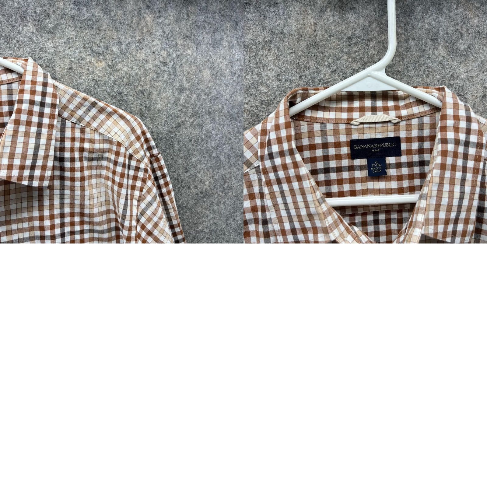 Banana Republic Banana Republic Shirt Men XL Beige Plaid Button-Down Collar-Long Sleeve Casual Formal Workwear Shirt-Size XL Mens Size US XL / EU 56 / 4 - 9 Thumbnail