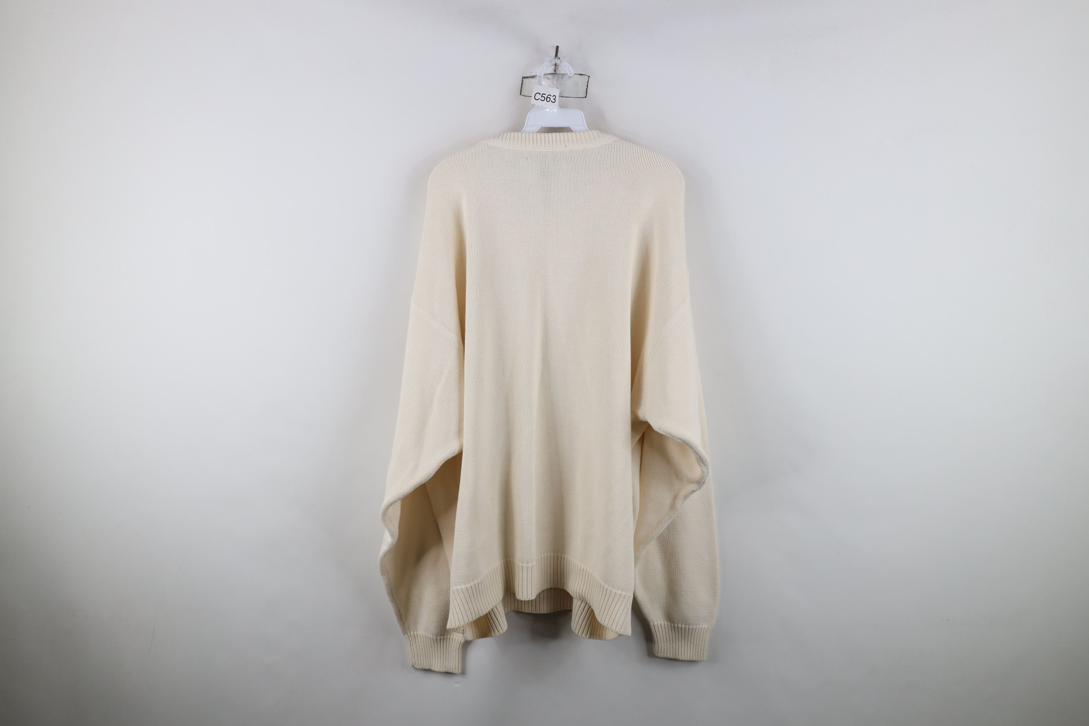 Vintage Vintage 90s Streetwear Heavyweight Cotton Knit Sweater Cream Size US XXL / EU 58 / 5 - 8 Thumbnail