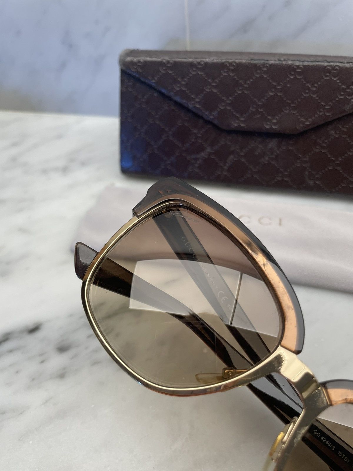 Gucci Gucci gg 4246 🔥 sunglasses with leather monogram case Size ONE SIZE - 10 Thumbnail