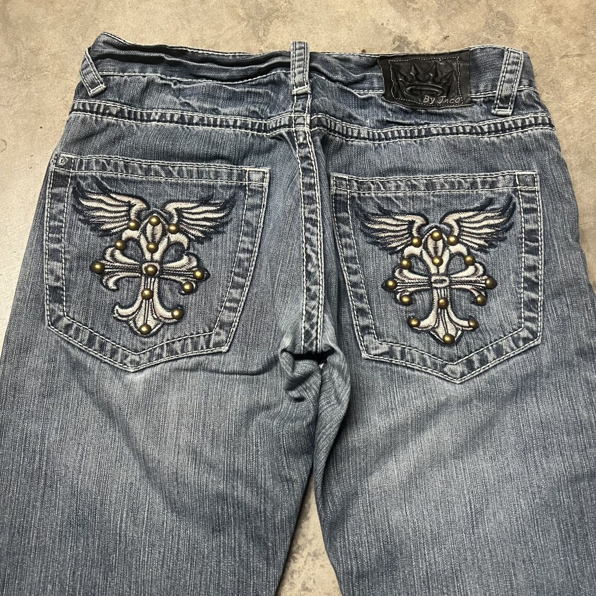 Affliction × Ed Hardy × JNCO Vintage Y2K JNCO Straight-Leg Embroidered Denim Jeans Size US 34 / EU 50 - 1 Thumbnail