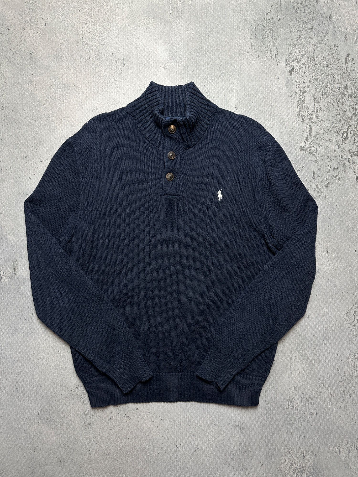 Polo Ralph Lauren Polo Ralph Lauren Navy Cotton Knit Sweater Button-Up y2k 90s Size US L / EU 52-54 / 3 - 1 Thumbnail