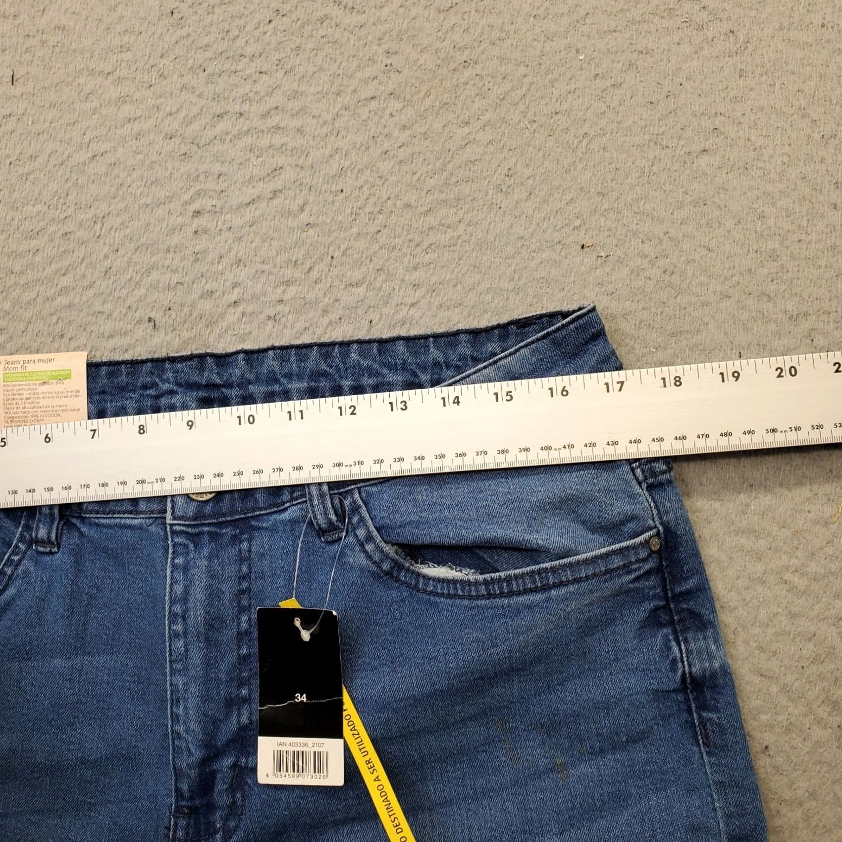 Vintage ESMARA Jeans Womens Size 34 Blue Denim Stretch Mom Fit High Rise Straight Leg Jeans Size 24" / US 00 / IT 34 - 6 Thumbnail