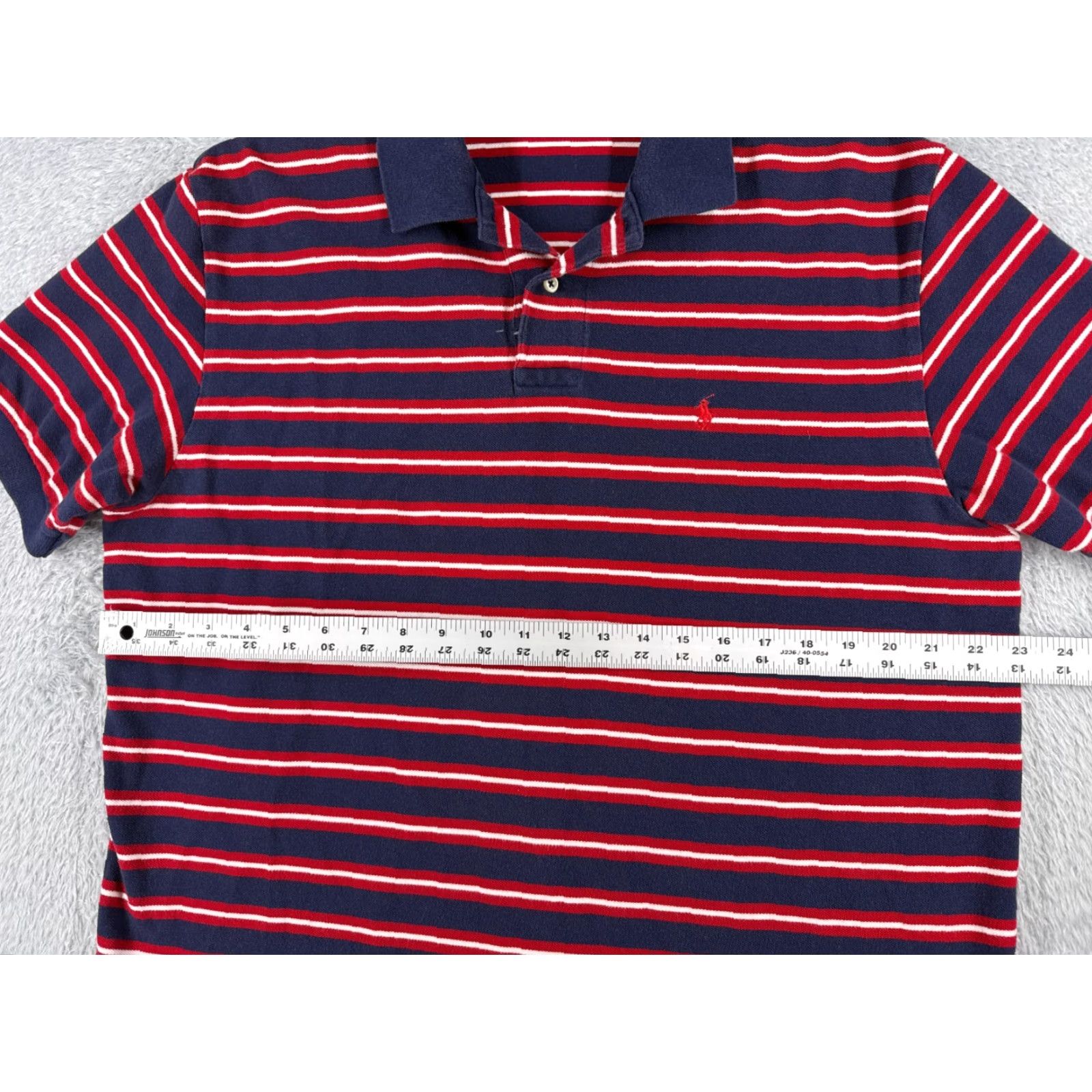 Ralph Lauren VINTAGE Ralph Lauren Polo Shirt Mens Large Red Blue Stripe 100% Cotton Knit Shirt Polo Closed-Ended? Size US L / EU 52-54 / 3 - 7 Thumbnail