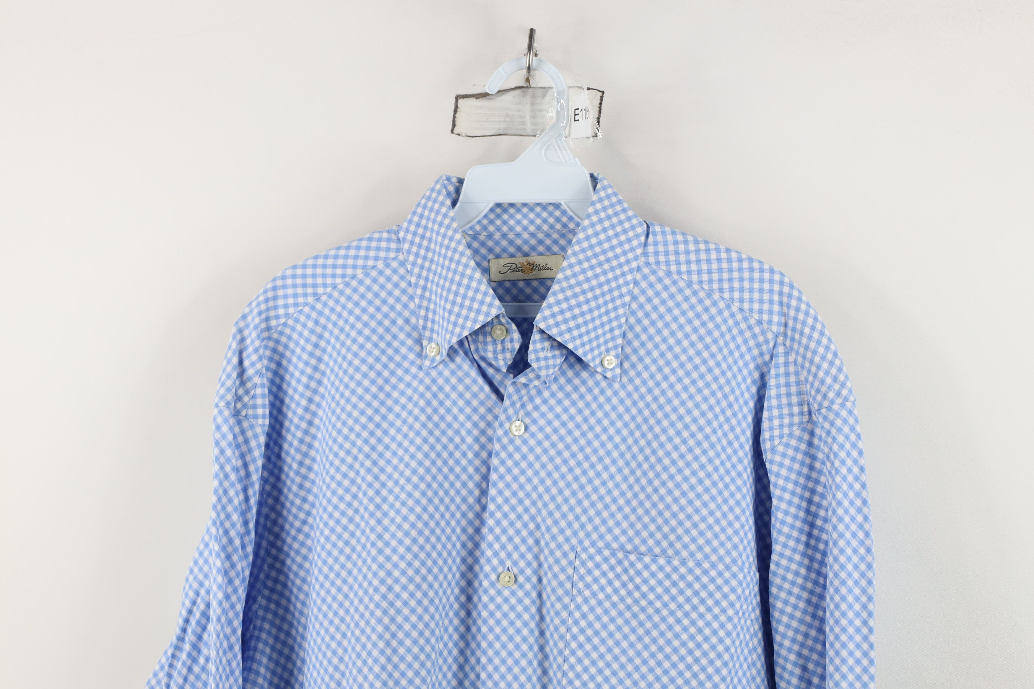 Peter Millar Peter Millar Gingham Collared Button Down Shirt Blue Cotton Size US M / EU 48-50 / 2 - 2 Thumbnail