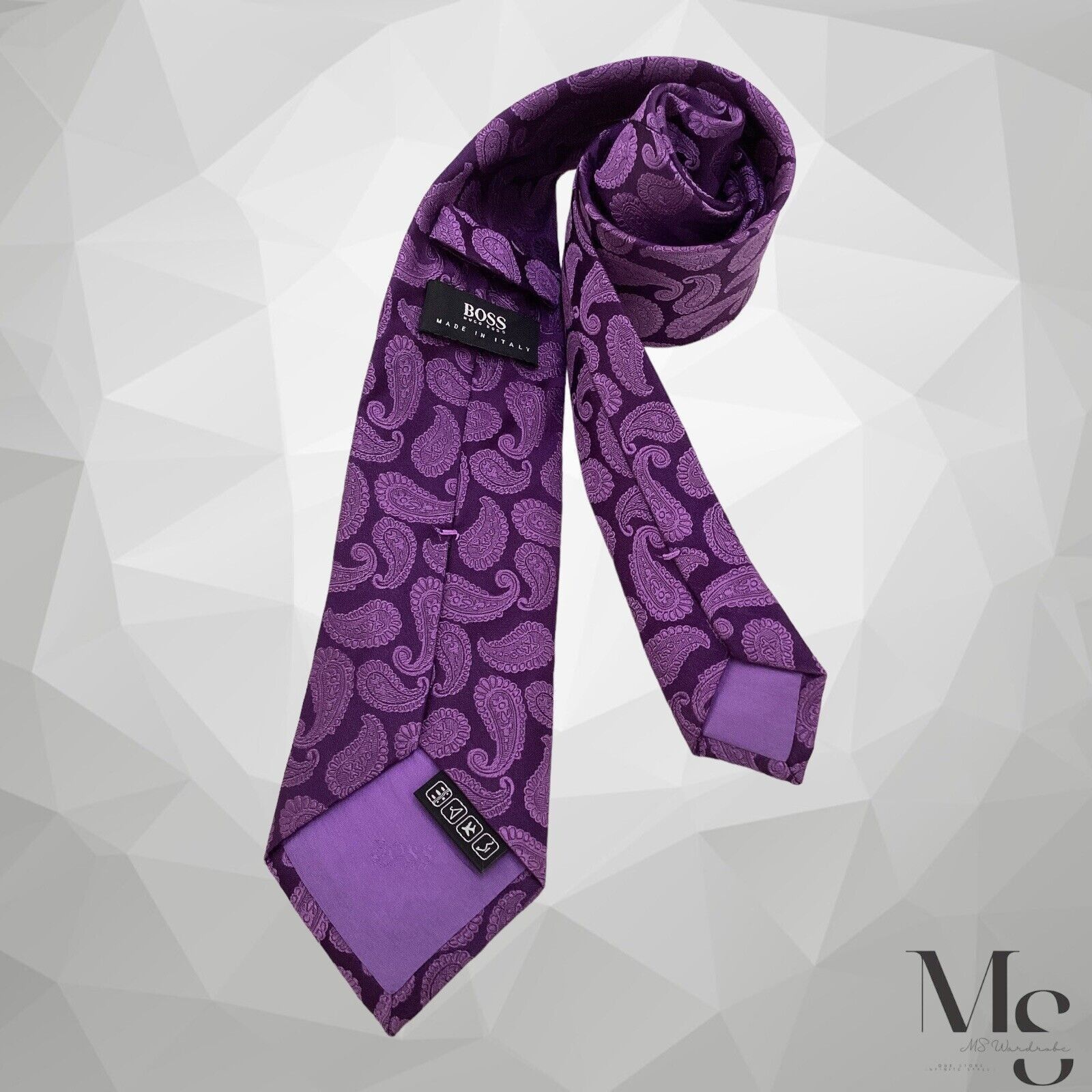 Hugo Boss BOSS HUGO BOSS XL Purple Paisley Luxury Silk Tie Italy Size ONE SIZE - 2 Thumbnail