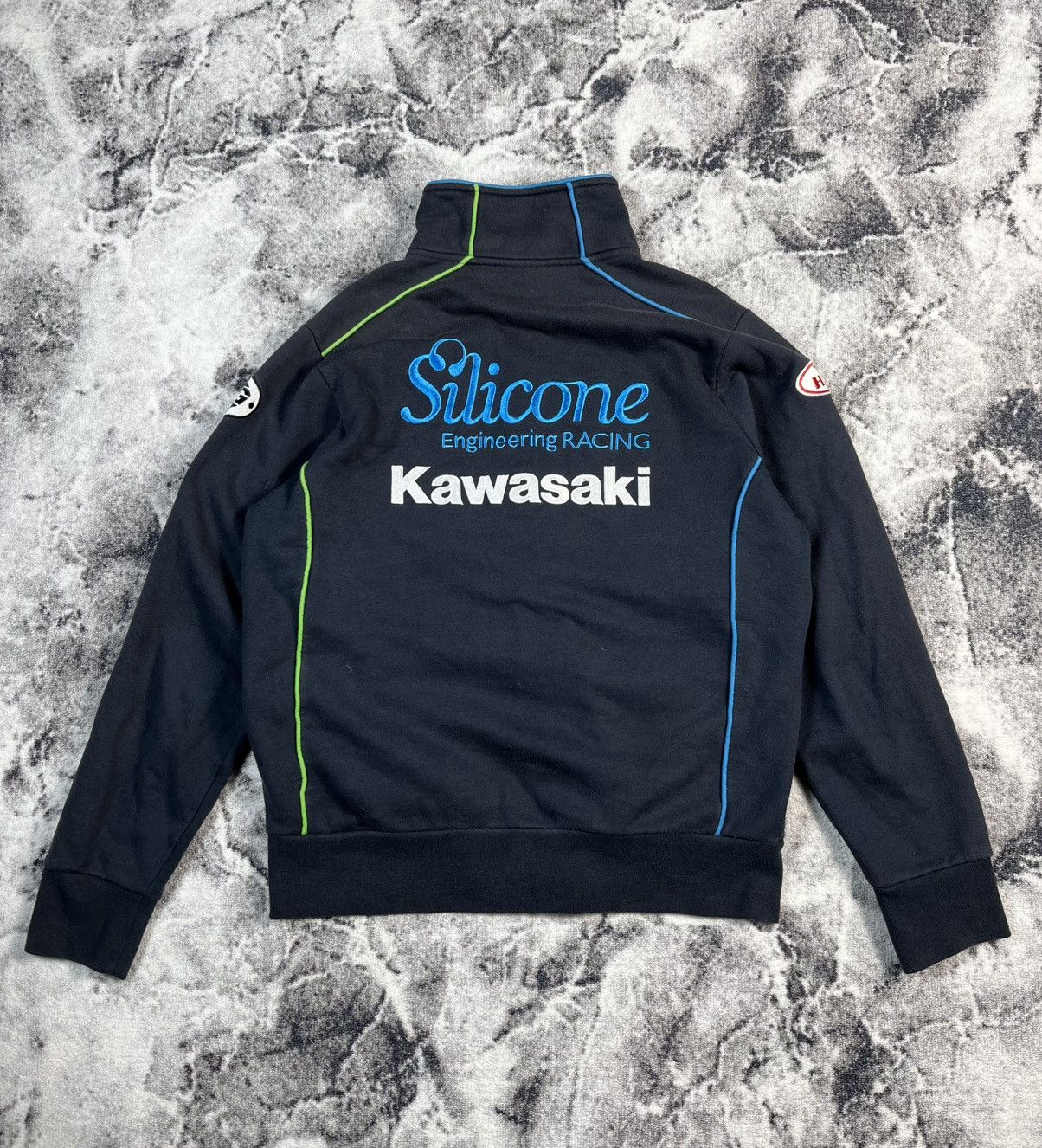 Vintage Vintage Kawasaki Racing Full Zip Jacket Size US L / EU 52-54 / 3 - 1 Thumbnail