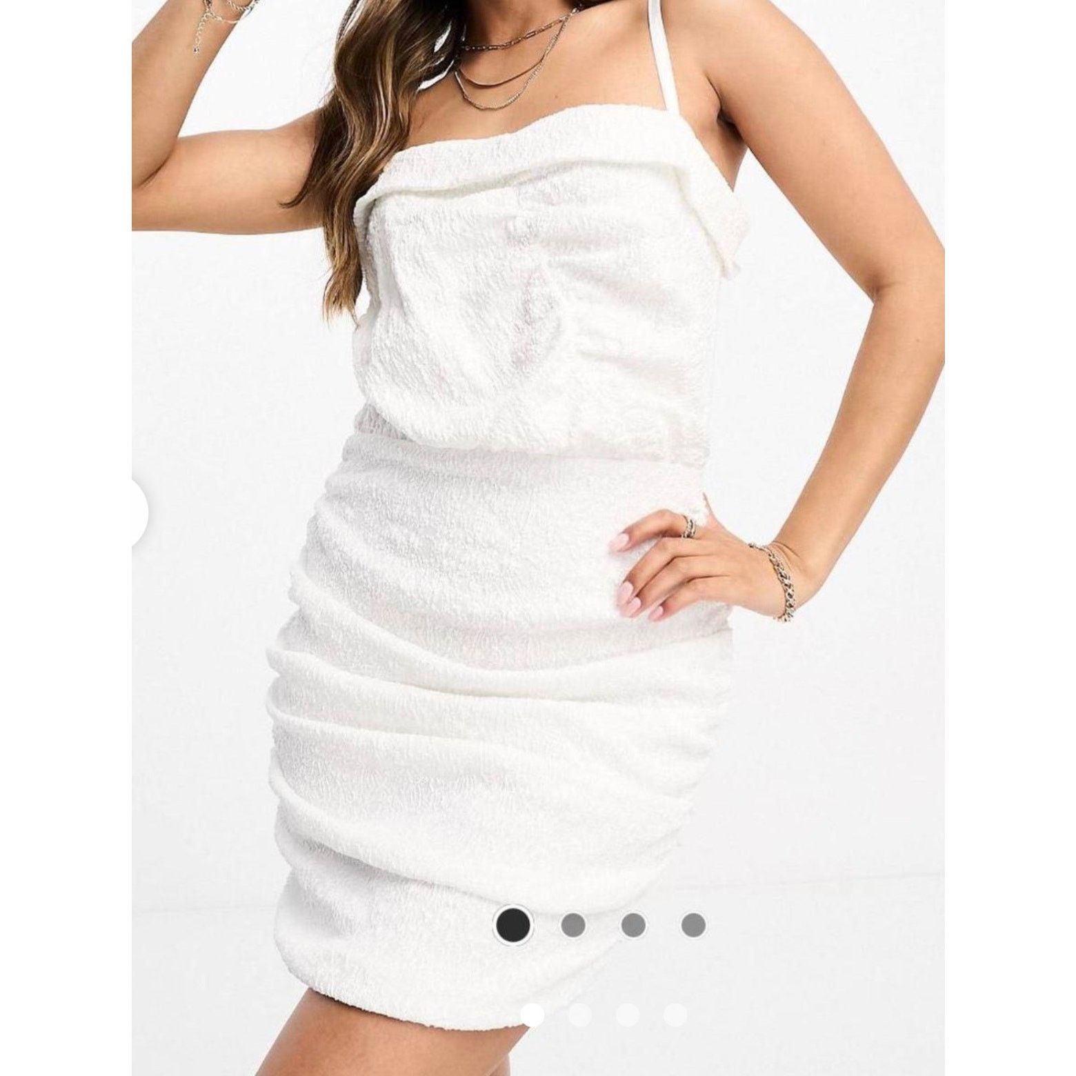 Asos ASOS Women's White Strappy Textured Mini Dress Ruched 6 NWT Size M / US 6-8 / IT 42-44 - 1 Thumbnail
