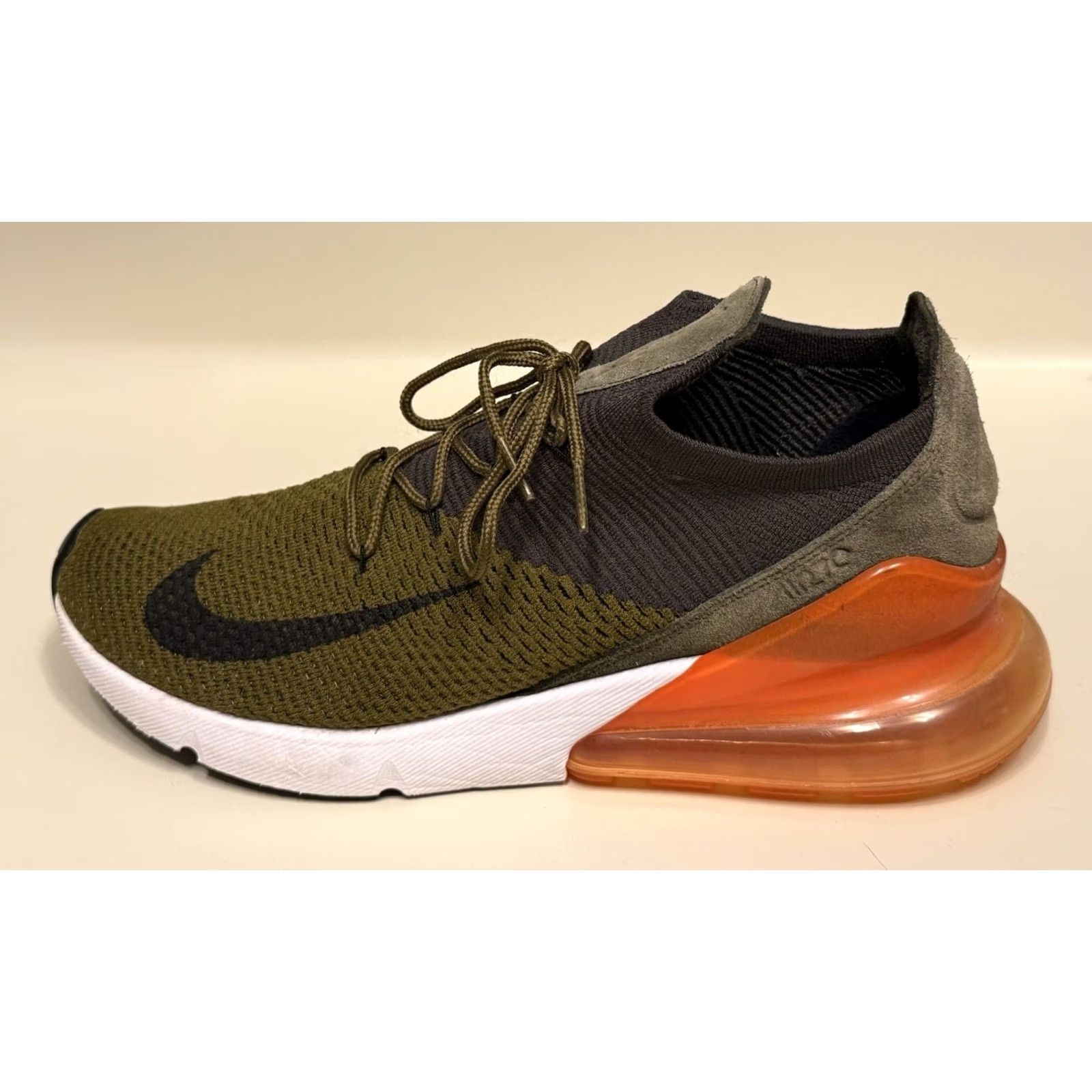 Nike Nike Air Max 270 Flyknit Olive Flak Sneakers 13 M US Size 13 Men Nike Air Max 270 Flyknit Sneakers Olive Flak/Cargo Khaki-Total Orange-Black Size US 12 / EU 45 - 7 Thumbnail