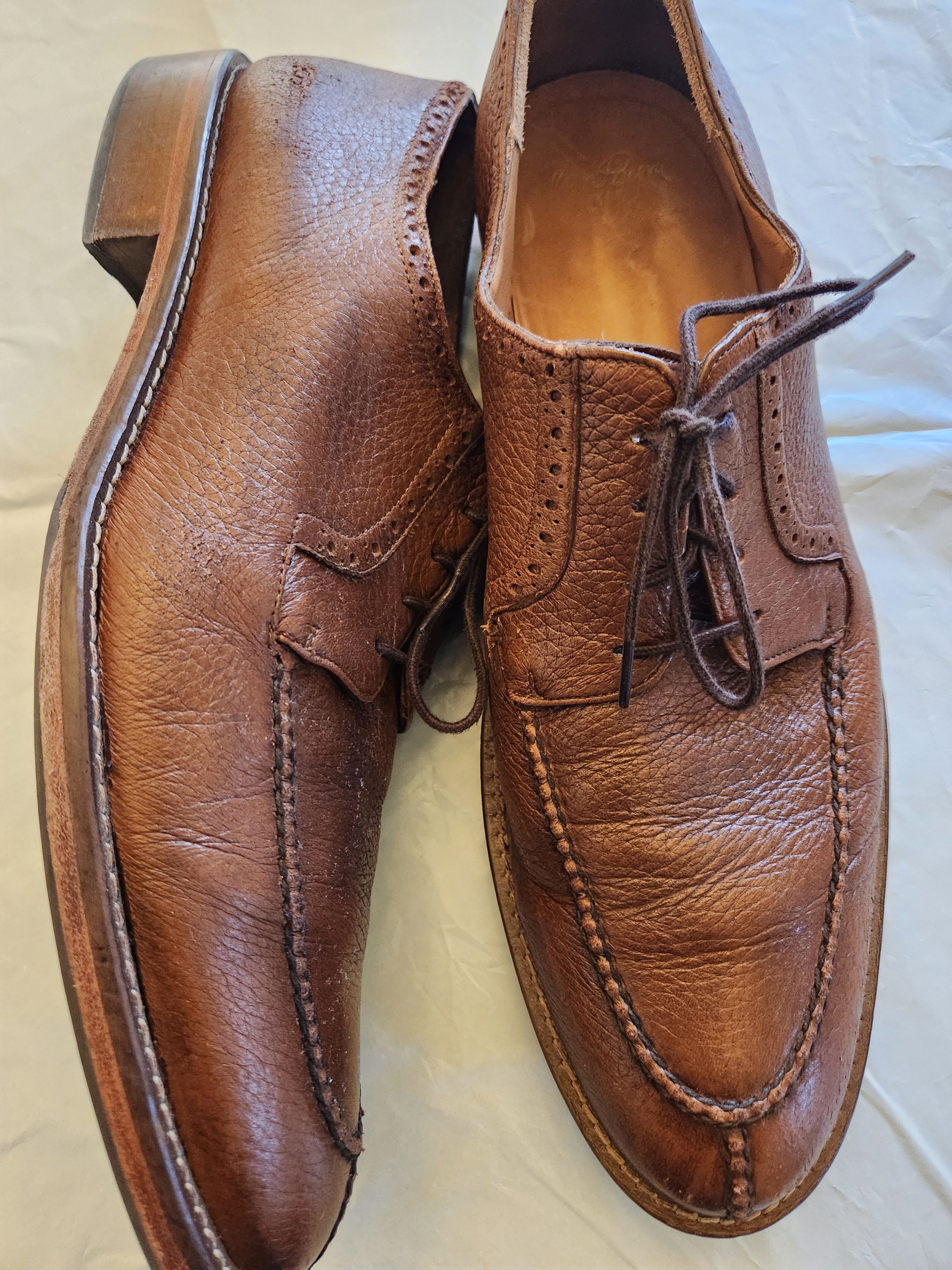 Alan Payne Vintage Men's Antique Slit Toe Lace Up Oxford Shoes Size US 11.5 / EU 44-45 - 2 Thumbnail