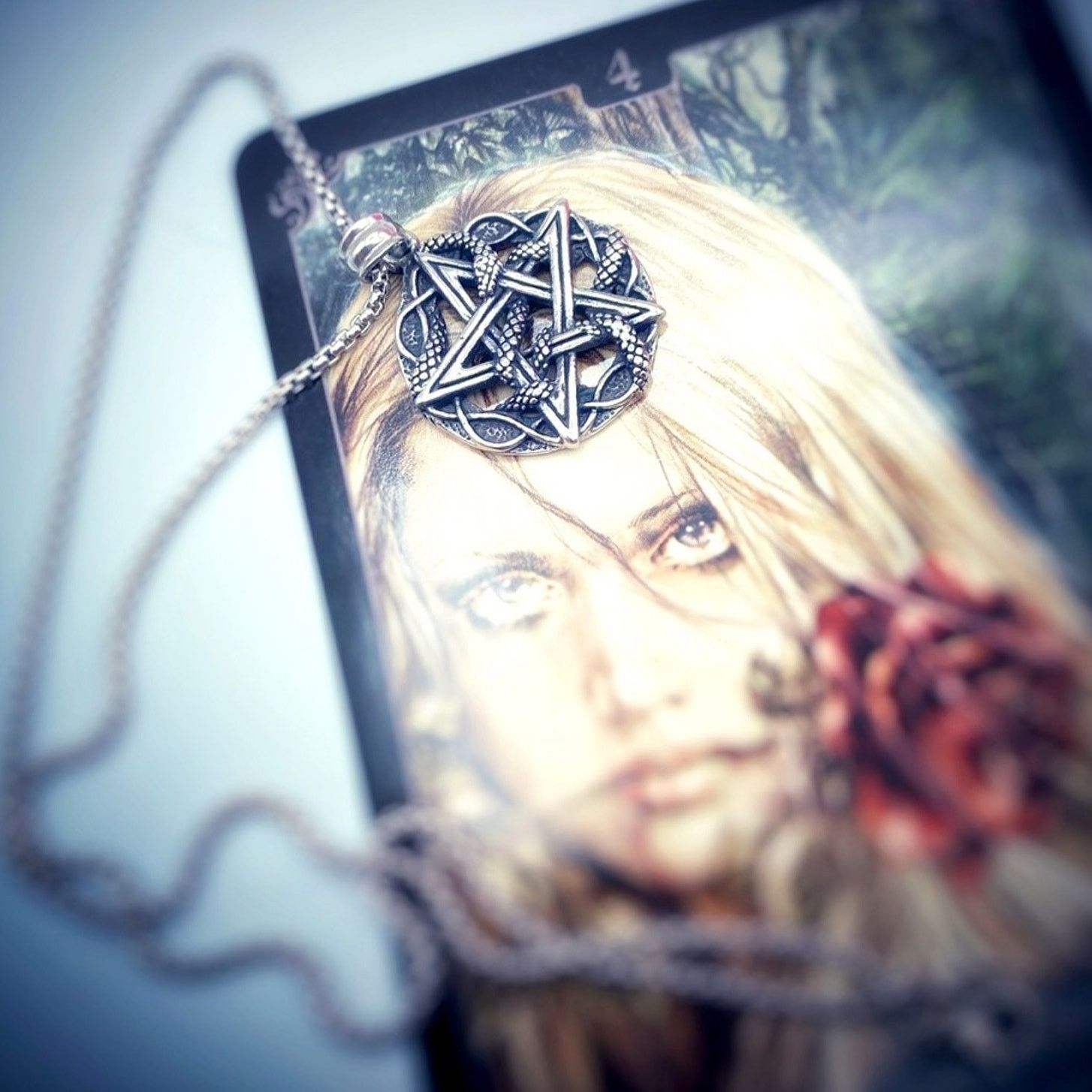 The Unbranded Brand Pentagram Snake Stainless Steel Pendant Necklace Size ONE SIZE - 3 Thumbnail
