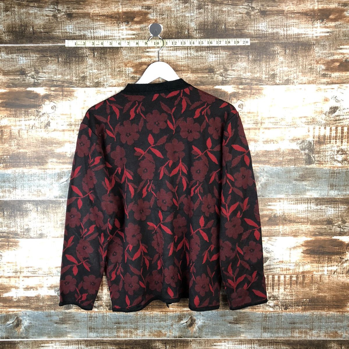 Japanese Brand Nouvelve Red Patterned Cardigans #A2043 Size L / US 10 / IT 46 - 12 Thumbnail