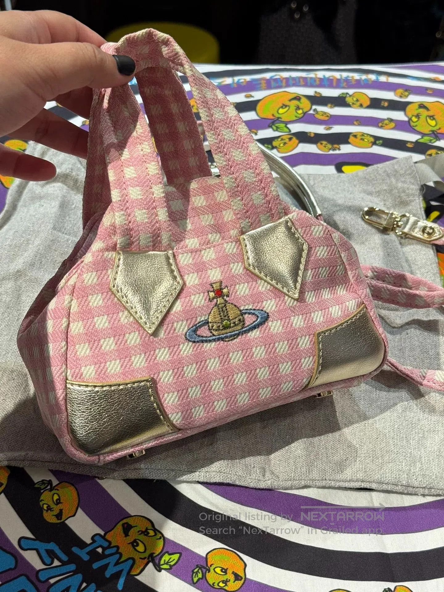 Vivienne Westwood Vivienne Westwood Pink Check Mini Bowling Bag. Size ONE SIZE - 1 Thumbnail