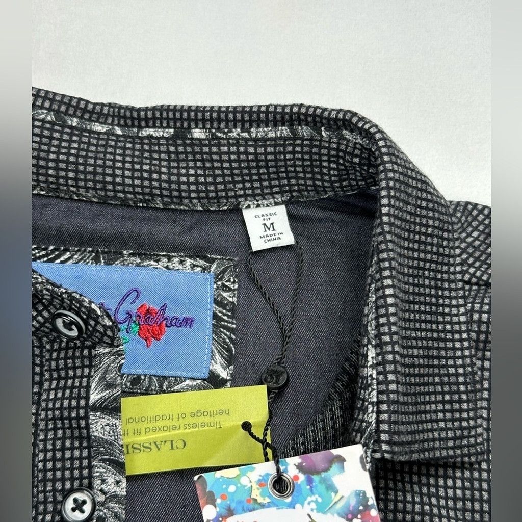 Robert Graham Robert Graham Mens M Black Ruyter Flipcuff Shirt Classic Fit Size US M / EU 48-50 / 2 - 13 Thumbnail