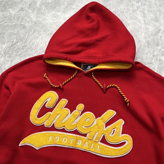 90's Kansas City Chiefs Starter Script Hooded NFL Sweatshirt Size Medium –  Rare VNTG