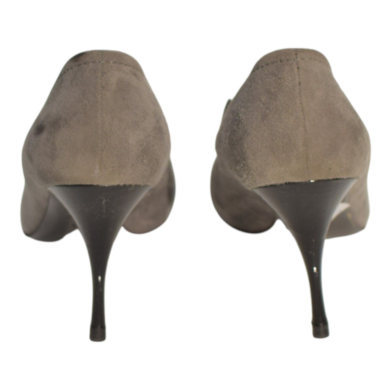 Miu Miu Miu Miu Suede Bow Pumps–Gray with Black Patent Cap Toe Size US 9.5 / IT 39.5 - 3 Thumbnail
