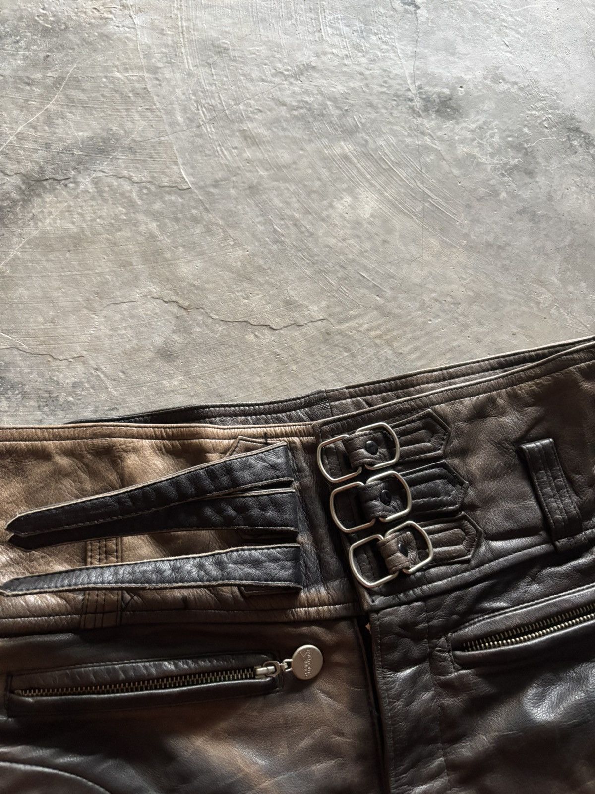 Japanese Brand KOMINE LEATHER PANT MOTORSPORT SUPER SICK FADED PATINA Size US 32 / EU 48 - 5 Thumbnail