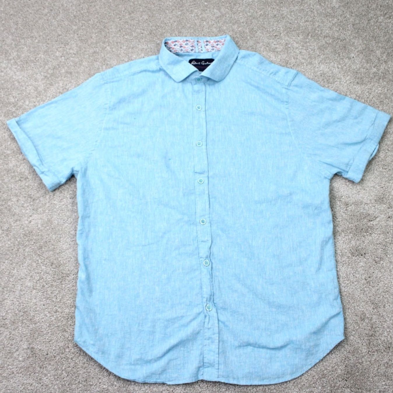 Robert Graham Robert Graham Blue Shirt Men 3XL Button-Up Cotton Linen Check Long Sleeve Classic Fit Shirt Size US XXL / EU 58 / 5 - 2 Thumbnail