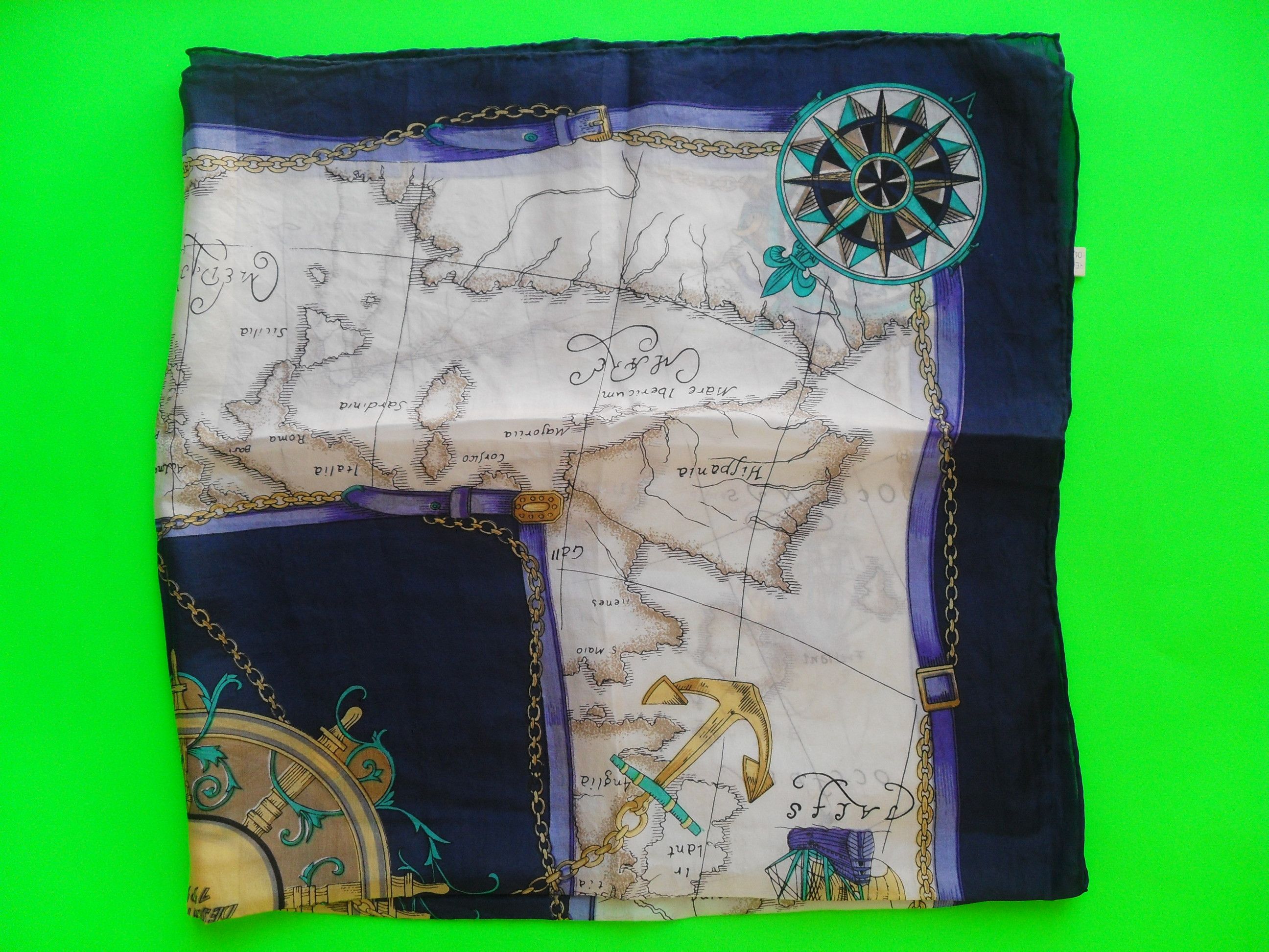 Other Very soft vintage pure silk scarf with a nautical theme. Size ONE SIZE - 2 Thumbnail