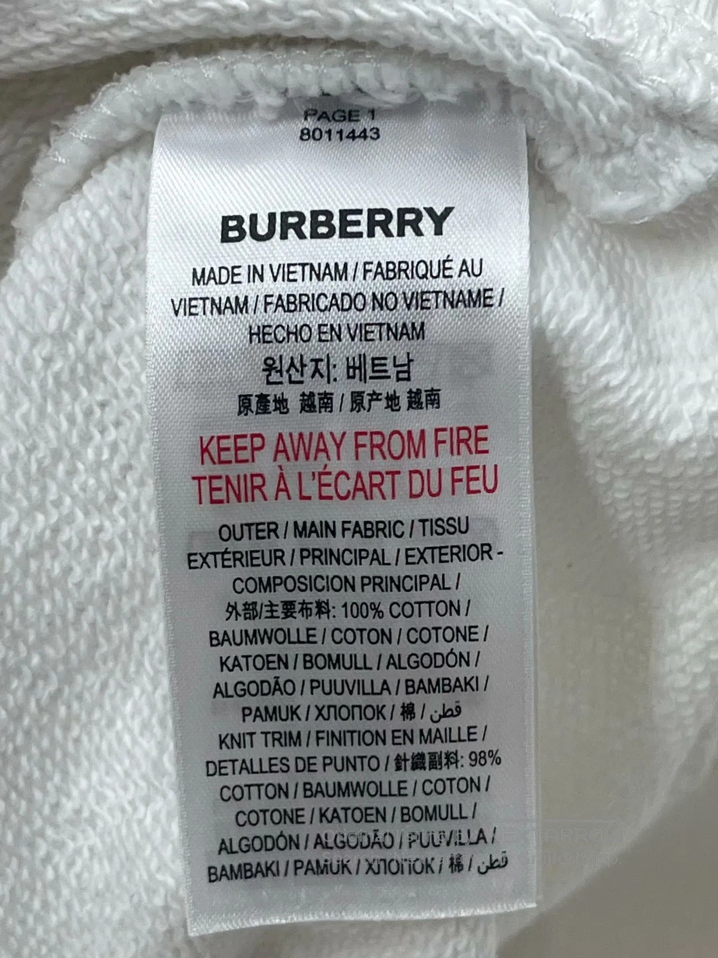 Burberry Burberry White Slogan Letter Logo Long Sleeve Sweatshirt| Size US S / EU 44-46 / 1 - 4 Thumbnail