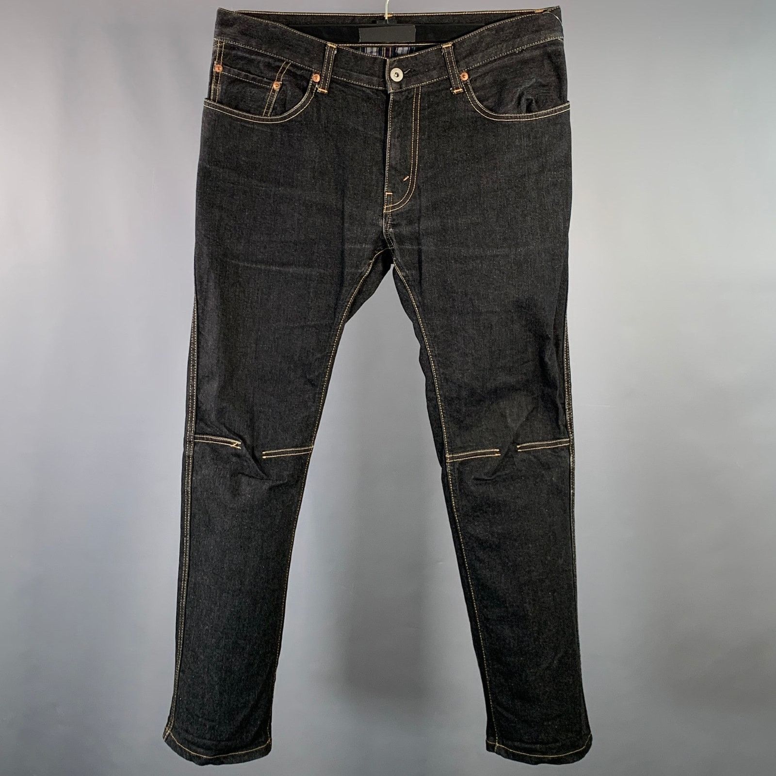 Junya Watanabe Indigo Yellow Twill Cotton Contrast Stitch Straight Jeans Size US 34 / EU 50 - 1 Thumbnail