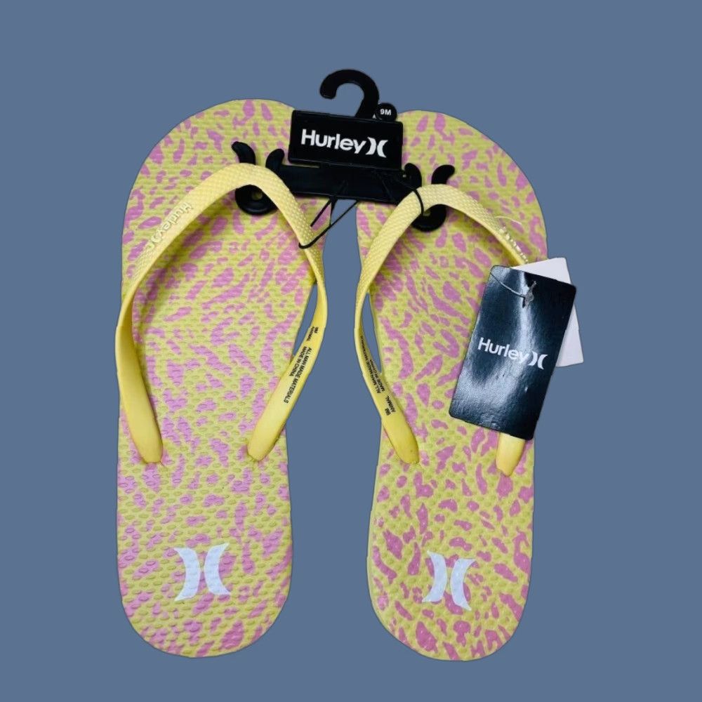 Hurley Hurley Womens Flip Flop Sandal 9M Multicolor Yellow Pink Cheetah Sunrise Animal New Size US 9 / IT 39 - 1 Thumbnail