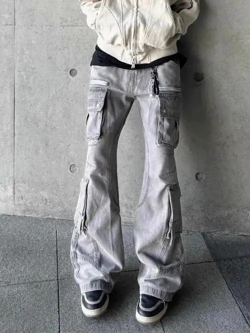 Jean Cargo Stacked Denim Jeans, Flared Jeans, Wide Leg Jeans Size US 28 / EU 44 - 1 Thumbnail