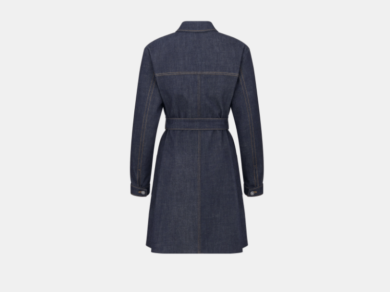 Dior o1w1db11225 452V59 Long Belted Jacket in Blue Size S / US 4 / IT 40 - 2 Thumbnail