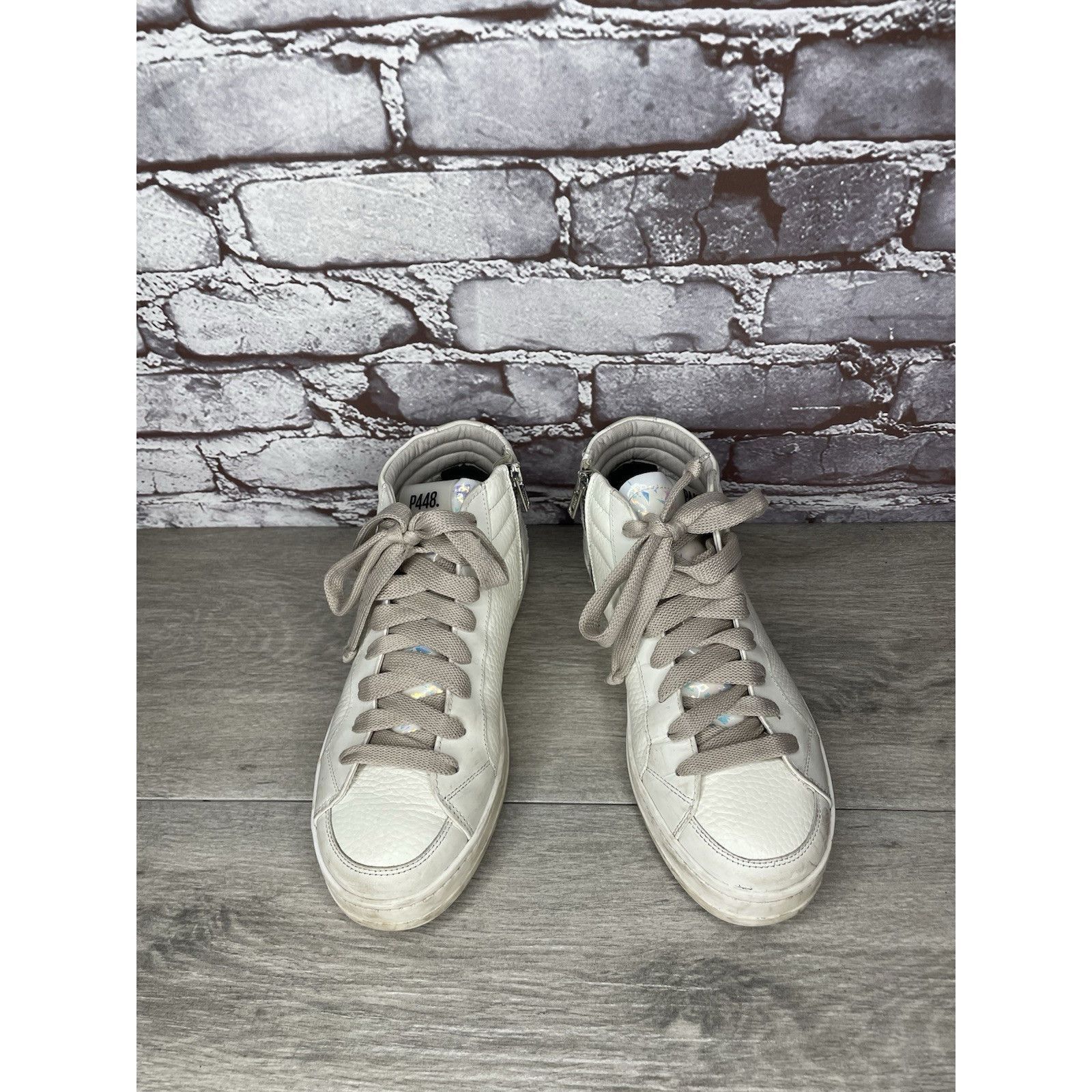 P448 P448 Mid Skate Luxury Leather Styling Off-White Gray Lace Wo Size US 6.5 / IT 36.5 - 11 Thumbnail