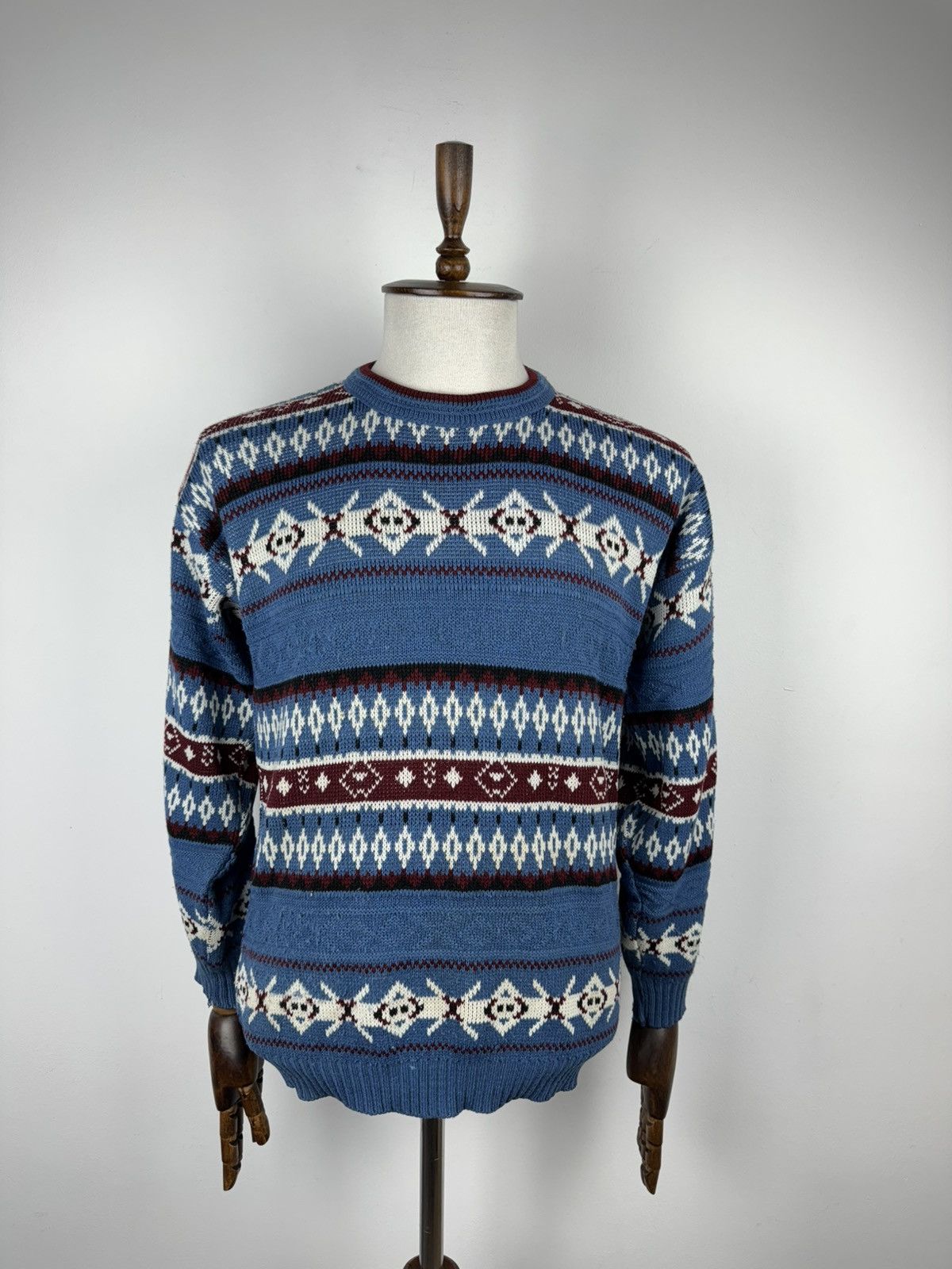 Japanese Brand × Vintage Vintage Unbranded Acrylic Retro 90’ Sweater Crew Jumper Size US M / EU 48-50 / 2 - 1 Thumbnail