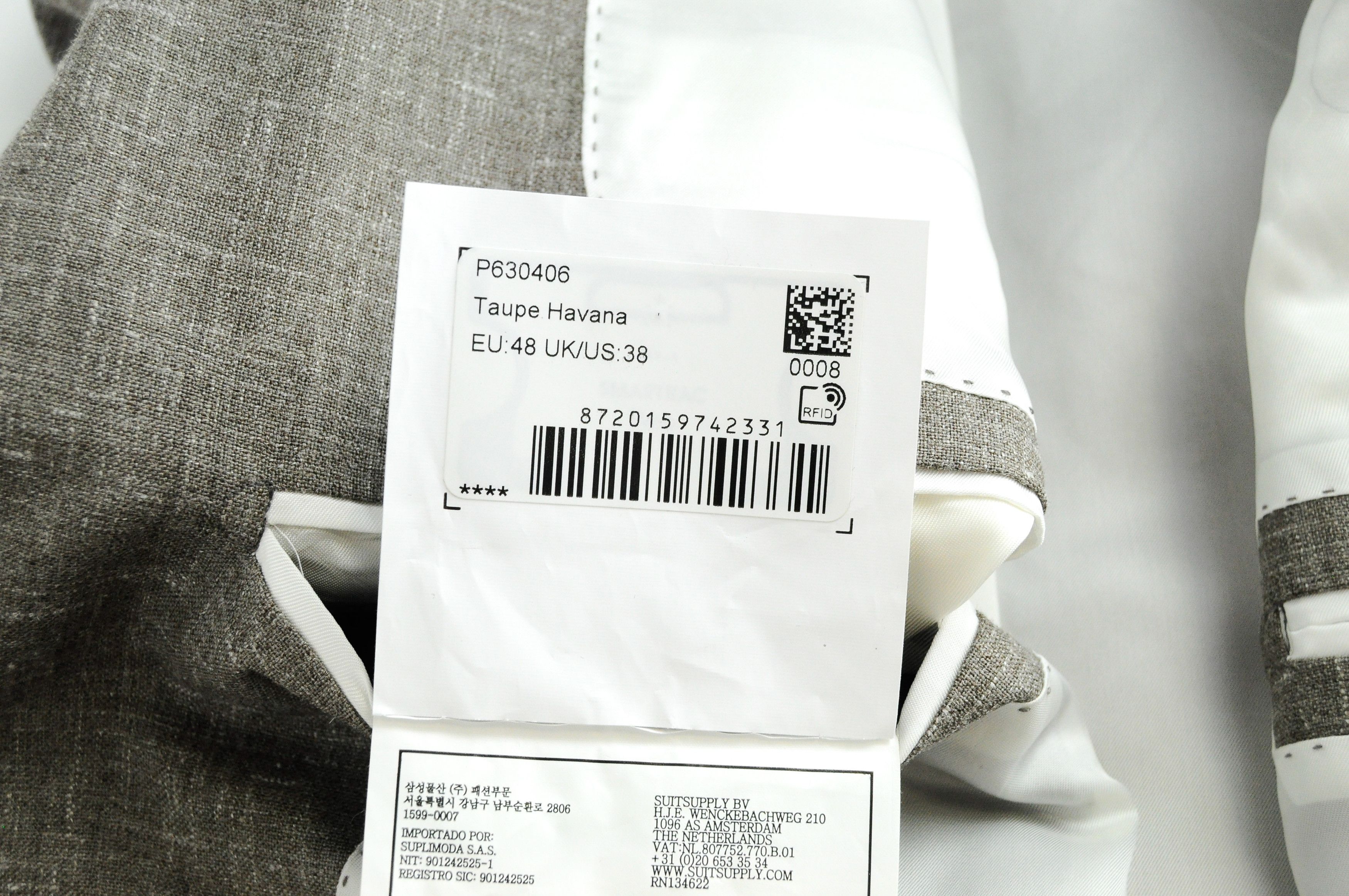 Suitsupply HAVANA JETTED FL UK38R Wool Silk Linen Grey Blazer 54904 Size 38R - 8 Thumbnail