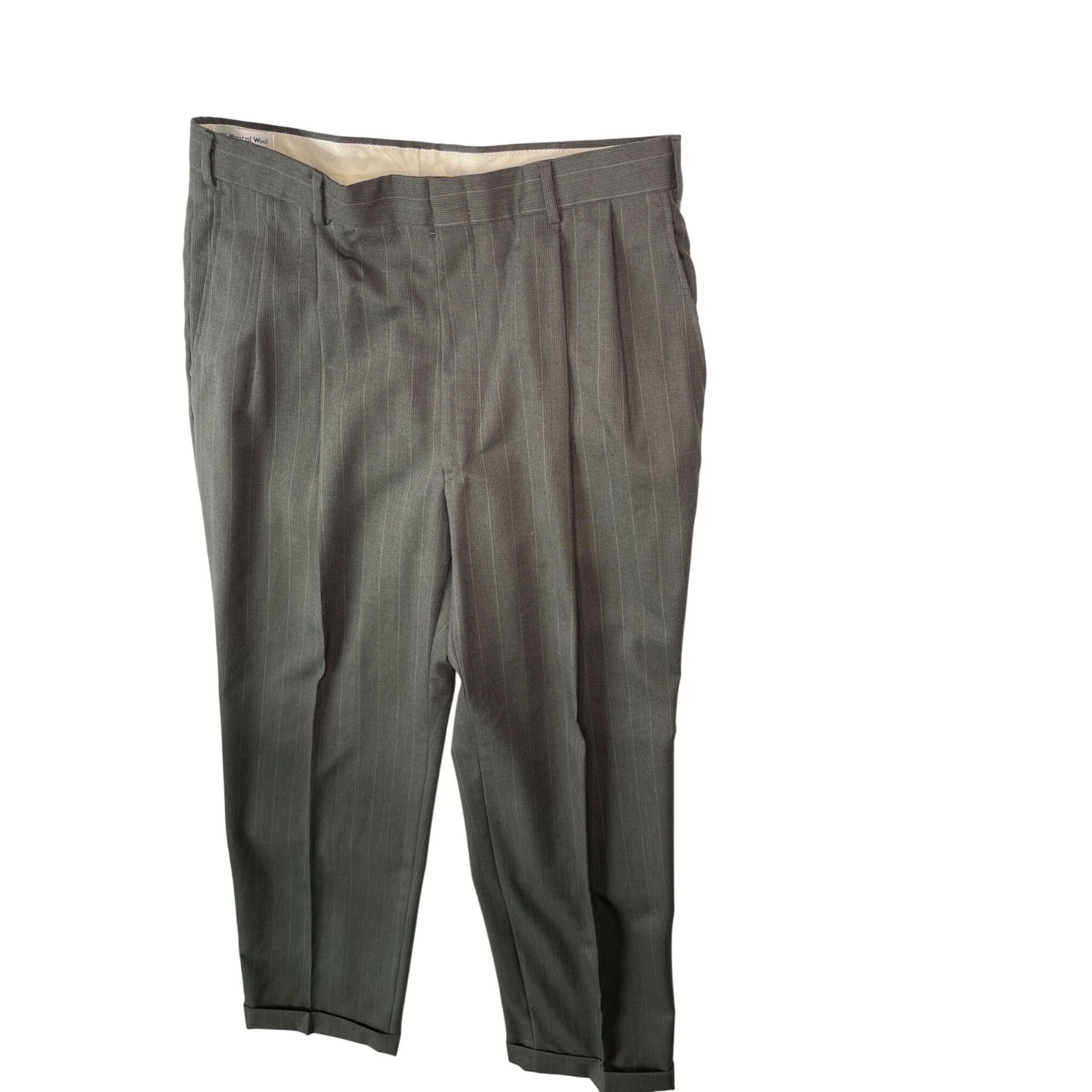 Other Mens Gray Pinstripe Suit 42R 100% Worsted Wool Pants 34/31 B Size 42R - 10 Thumbnail