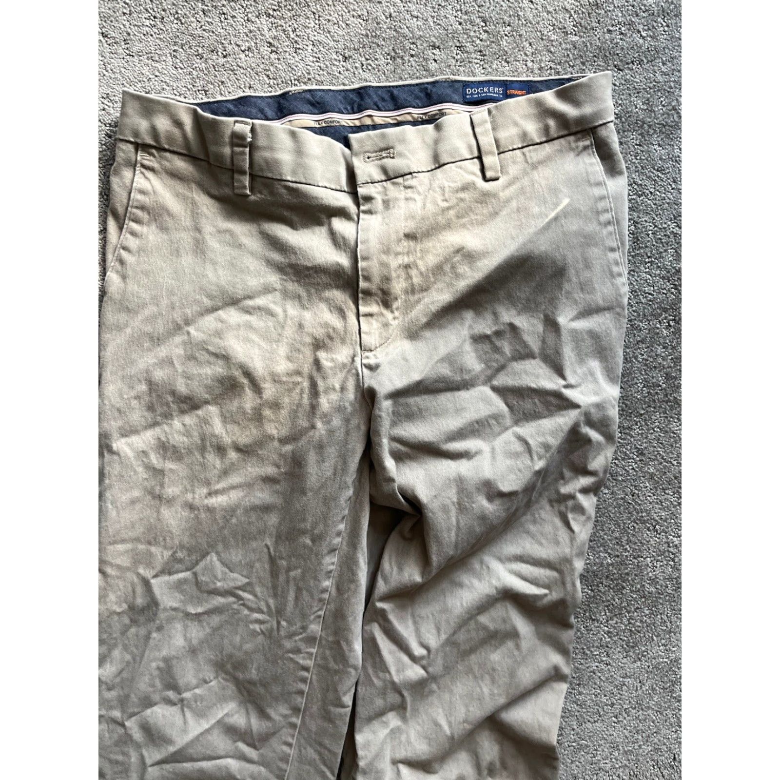 Dockers DOCKERS Dress Pants Flat Front 32x34 Beige Solid Size US 32 / EU 48 - 2 Thumbnail