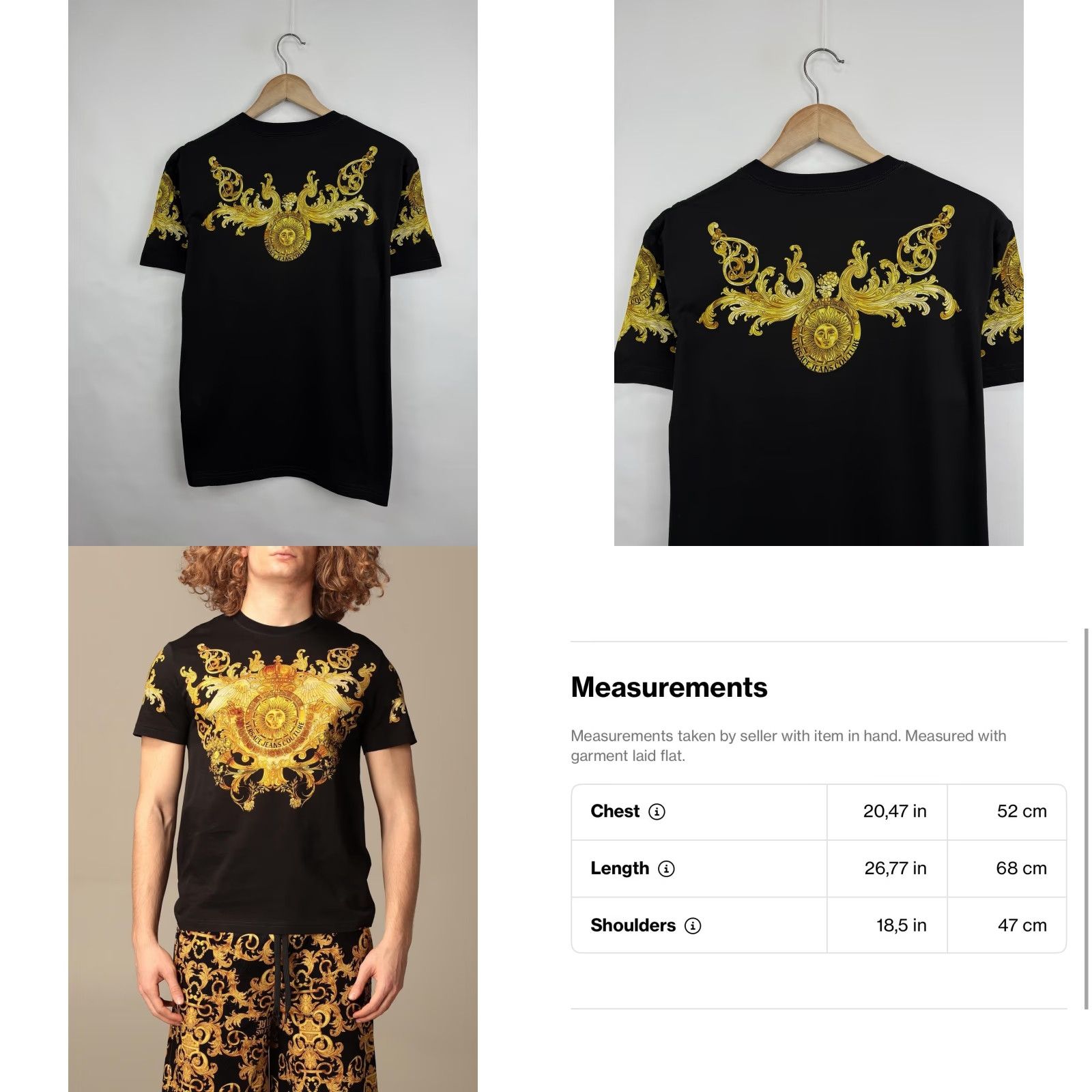 Versace Versace Jeans Couture Baroque Barocco Print T-Shirt L Black Mens Size US L / EU 52-54 / 3 - 10 Thumbnail
