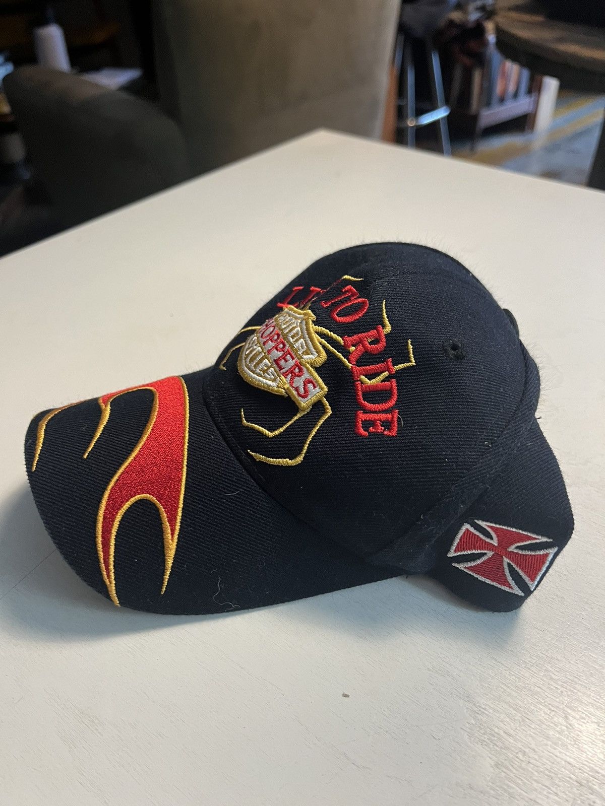 Harley Davidson Vintage 🔥Flame🔥 Motorcycle hat Size ONE SIZE - 3 Thumbnail