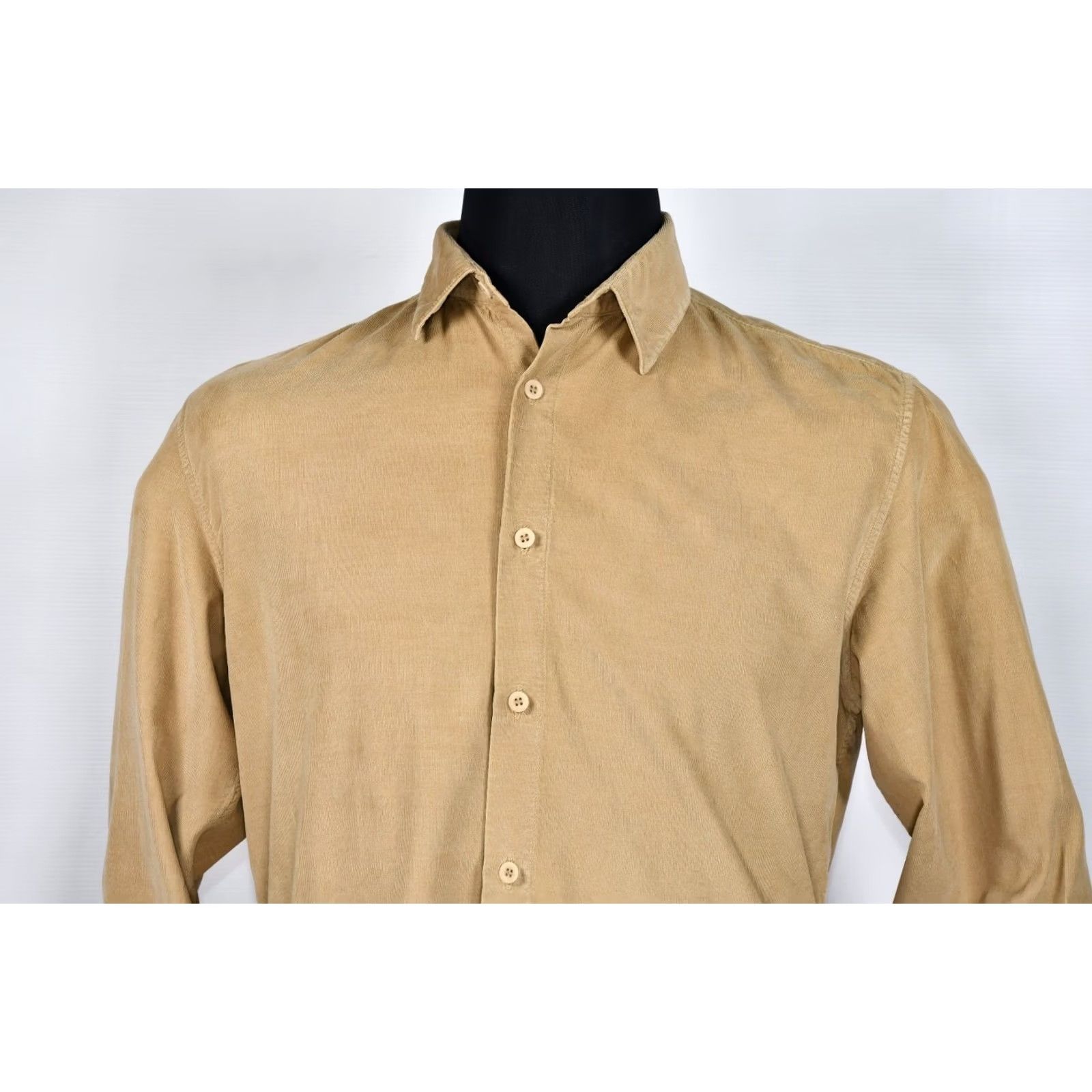 Sunspel Sunspel Button-Down Shirt Men's M Corduroy Beige Cotton Long Sleeve Regular fit Chest Pocket Short Sleeve/Casual Shirt Size US M / EU 48-50 / 2 - 2 Thumbnail