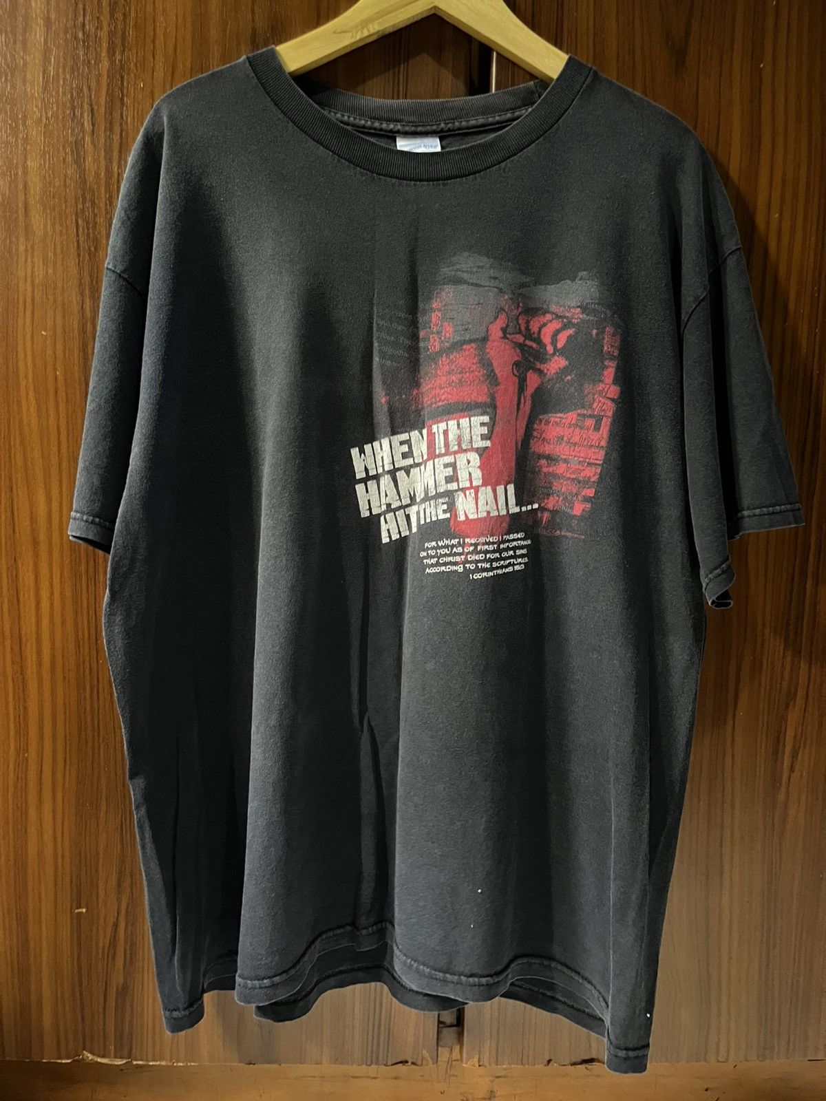 Vintage Vintage 90s Jesus All Hell Broke Loose Faded Shirt Size US XL / EU 56 / 4 - 1 Thumbnail
