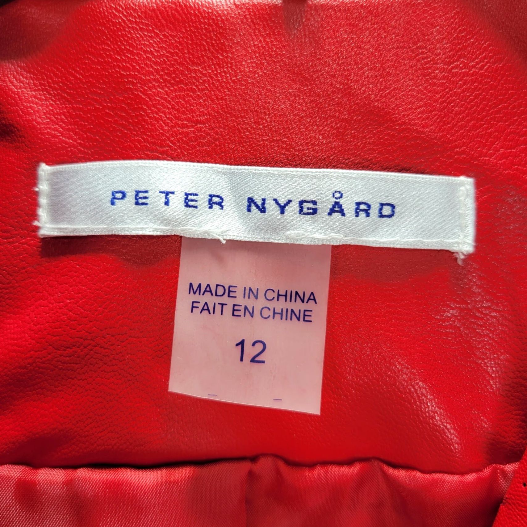 Vintage Peter Nygard Red Textured Cut Out Faux Leather Jacket Zip Up Knit Trim Sz 12 Ladies Shirt? Size XL / US 12-14 / IT 48-50 - 3 Thumbnail