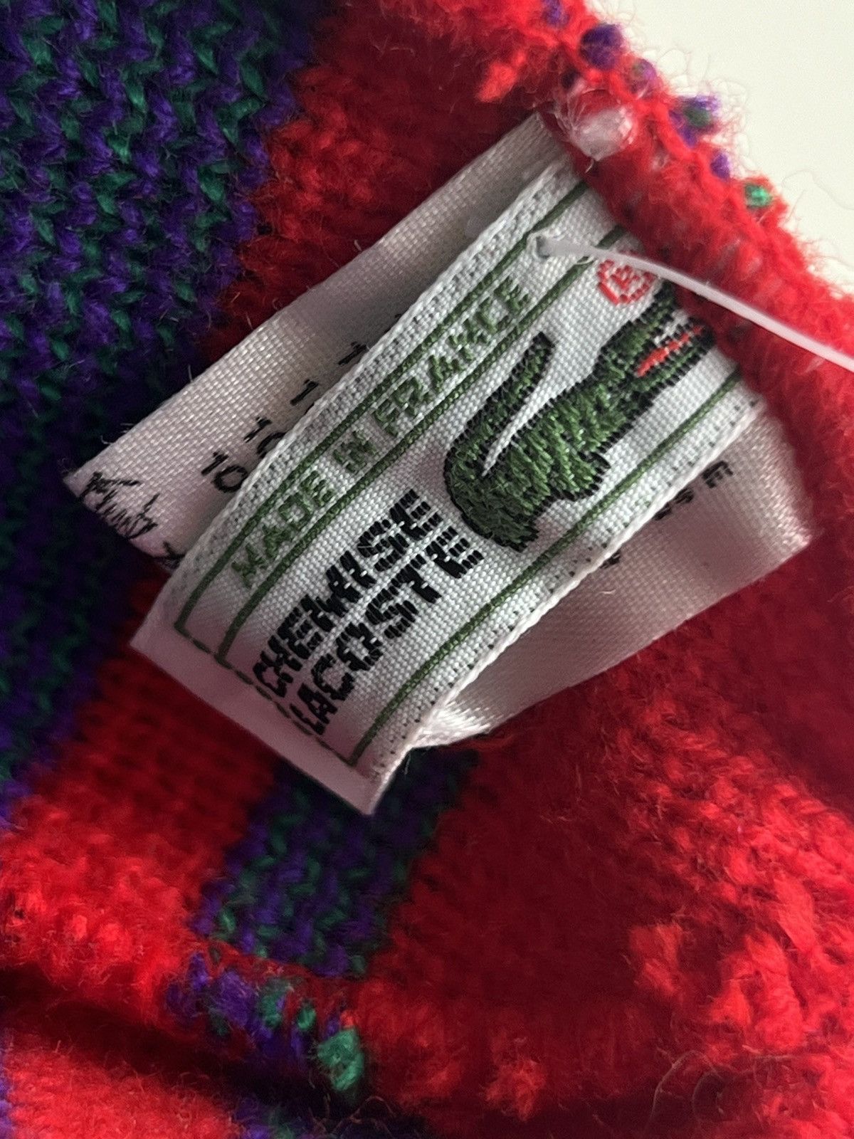 Lacoste × Vintage Vintage 80s Chemise Lacoste Mosaic Knitted Acrylic Hat Size ONE SIZE - 4 Thumbnail