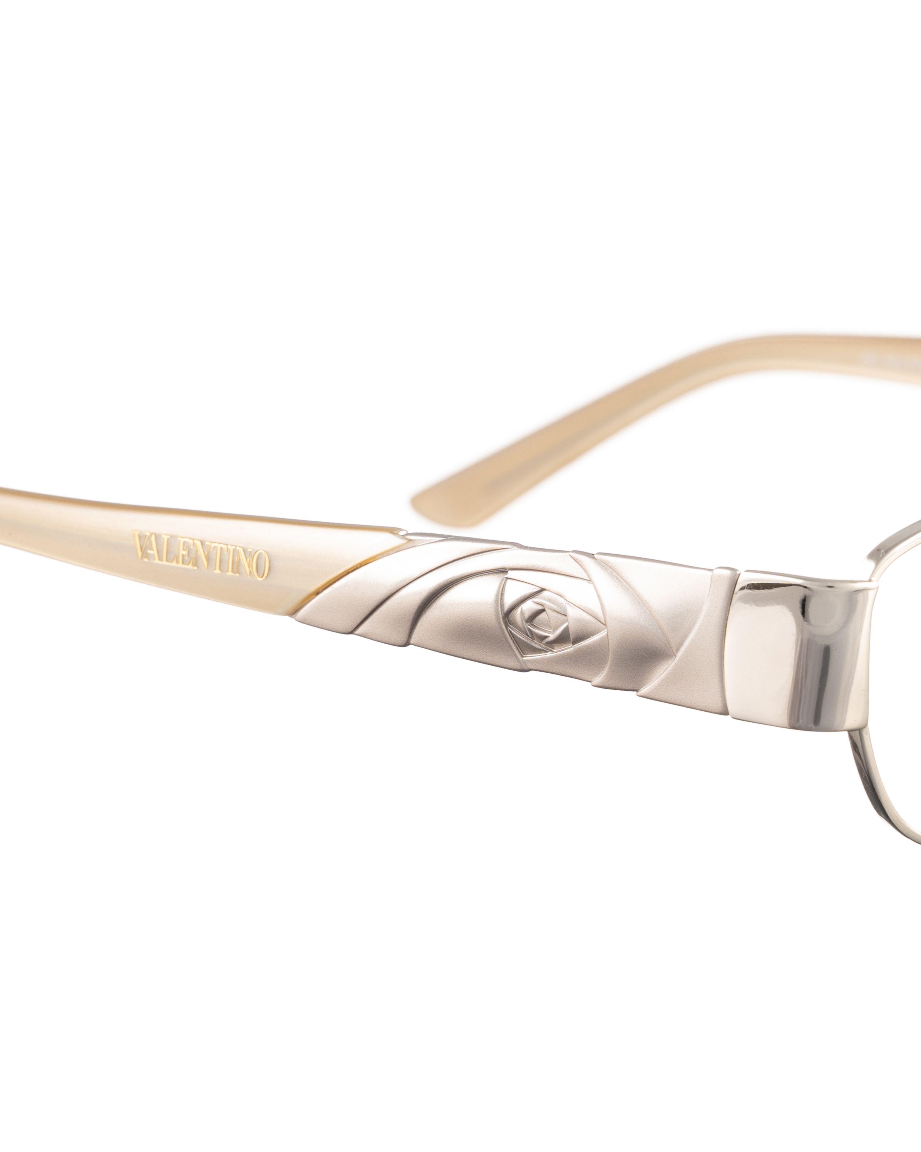 Valentino Valentino 00s Beige Pearl Glasses with Rose Details Size ONE SIZE - 3 Thumbnail