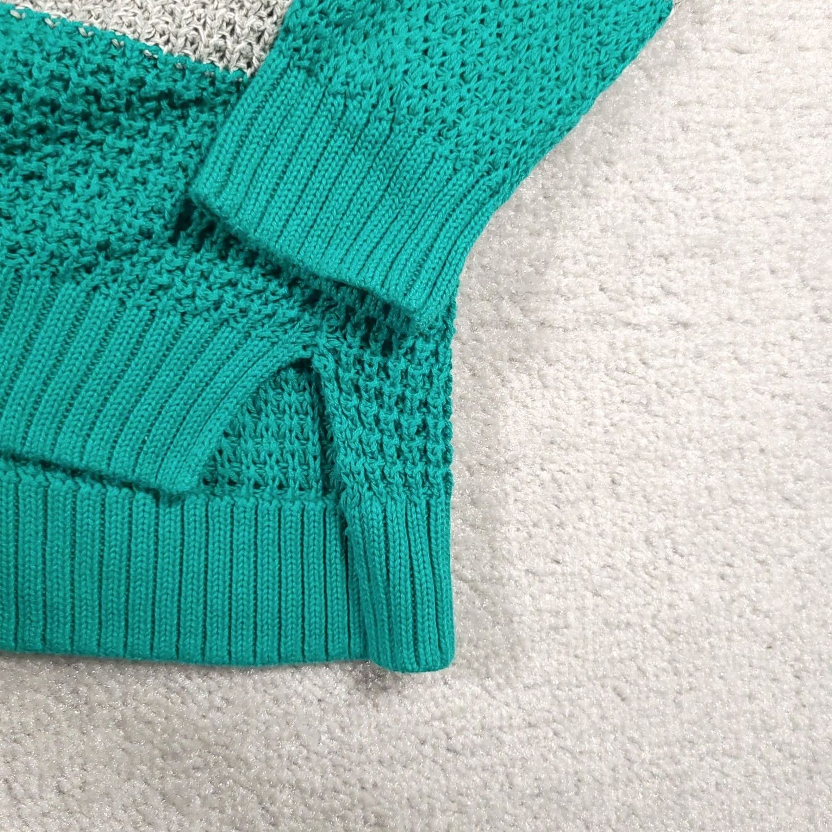 Vintage a.n.a Sweater Women's XL Green Gray Striped Long Sleeve Round Neck Open Knit Size XL / US 12-14 / IT 48-50 - 5 Thumbnail