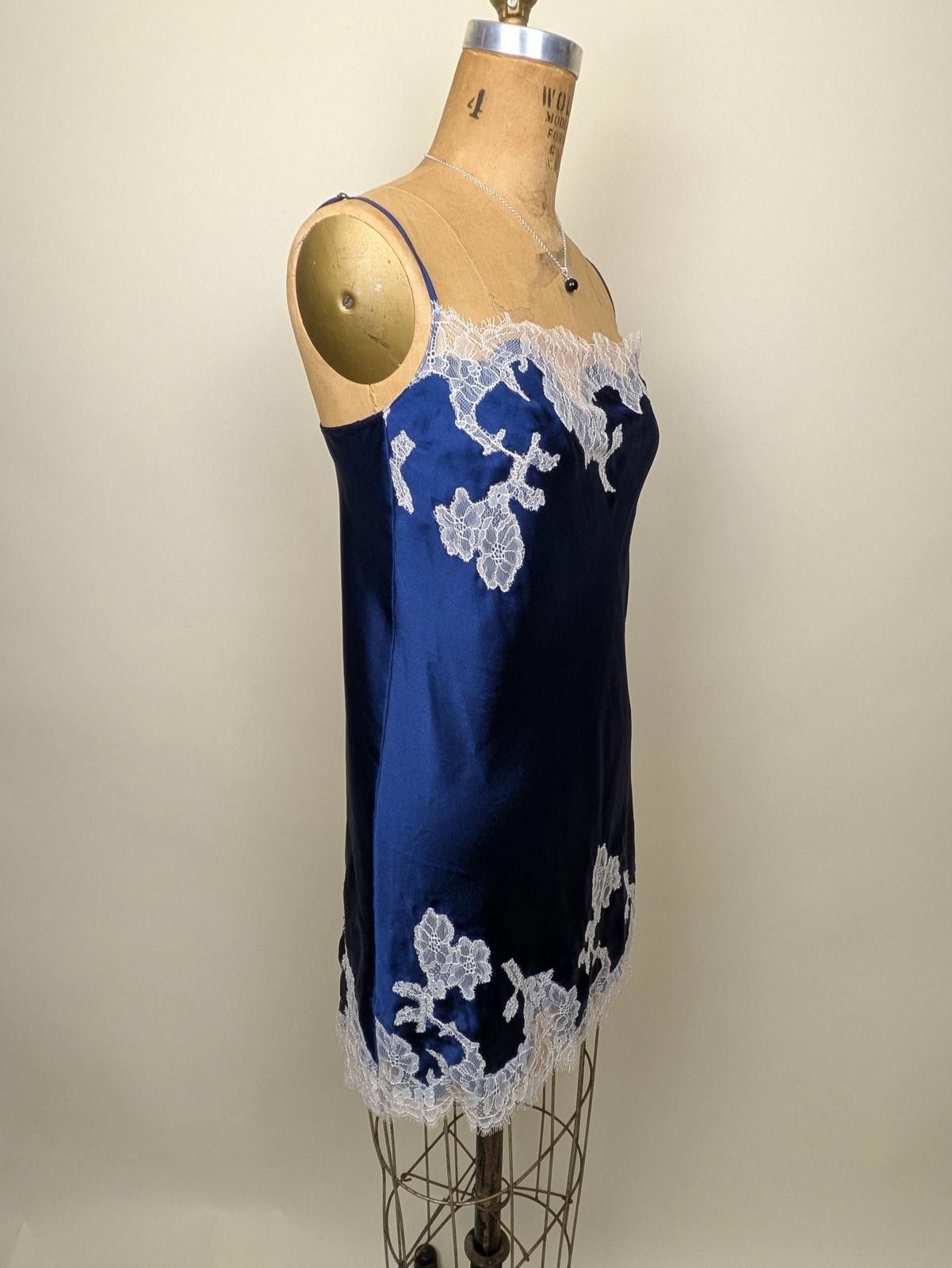 Other Victoria's Secret satin blue and white lace slip dress Size ONE SIZE - 4 Thumbnail