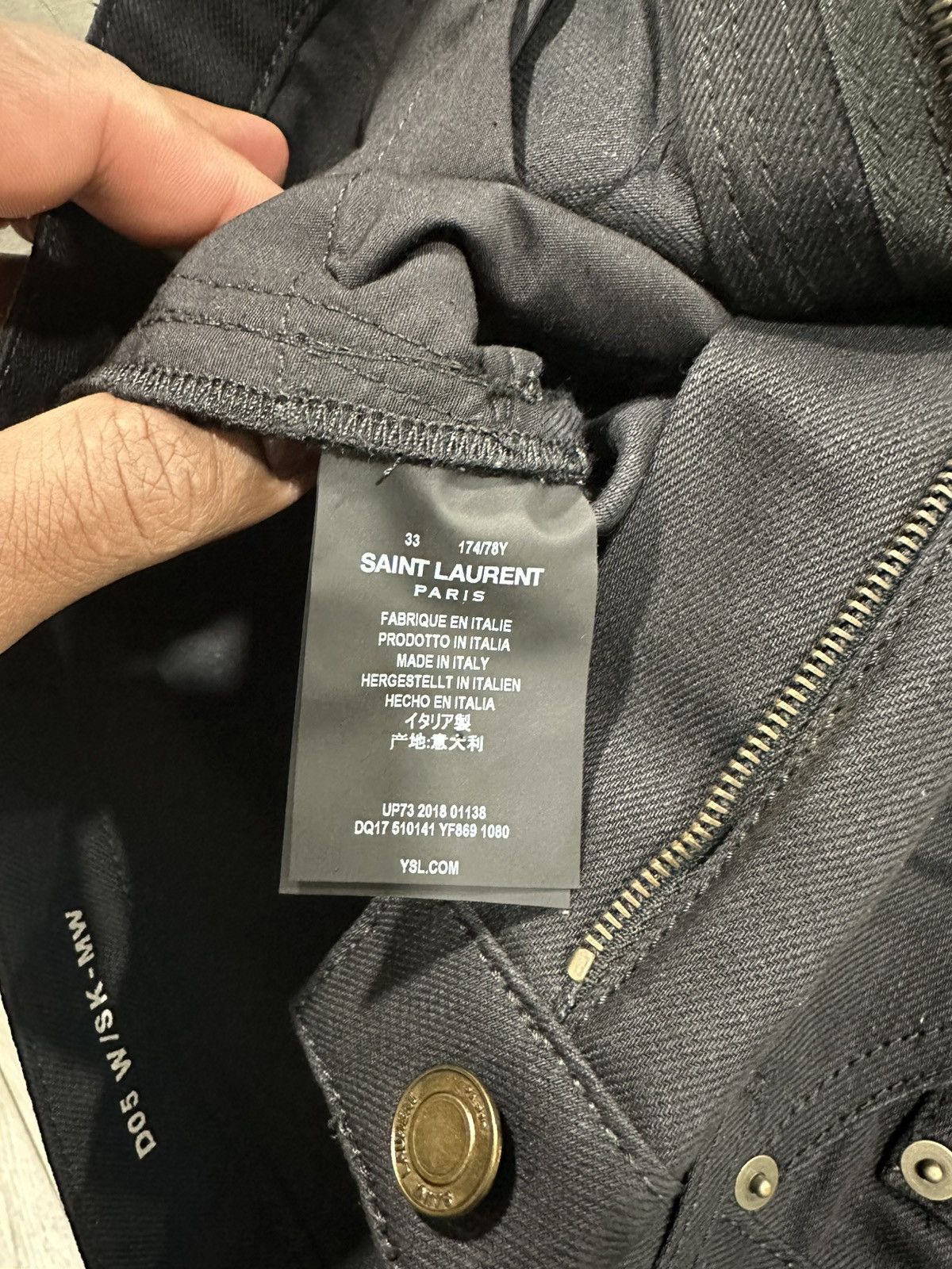 Saint Laurent Paris × Yves Saint Laurent Brand New Saint Laurent Black Coated Jeans Size 33" - 8 Thumbnail