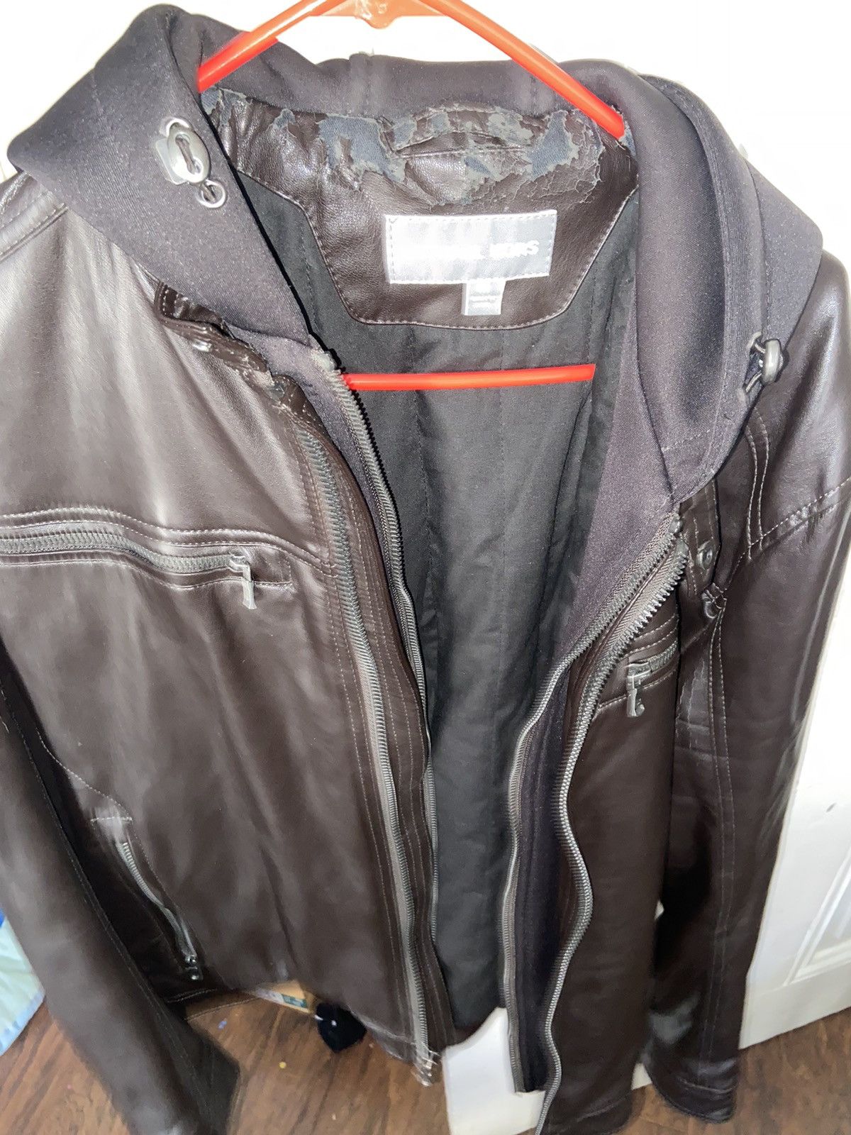 Michael Kors Hooded Leather hotsell Jacket