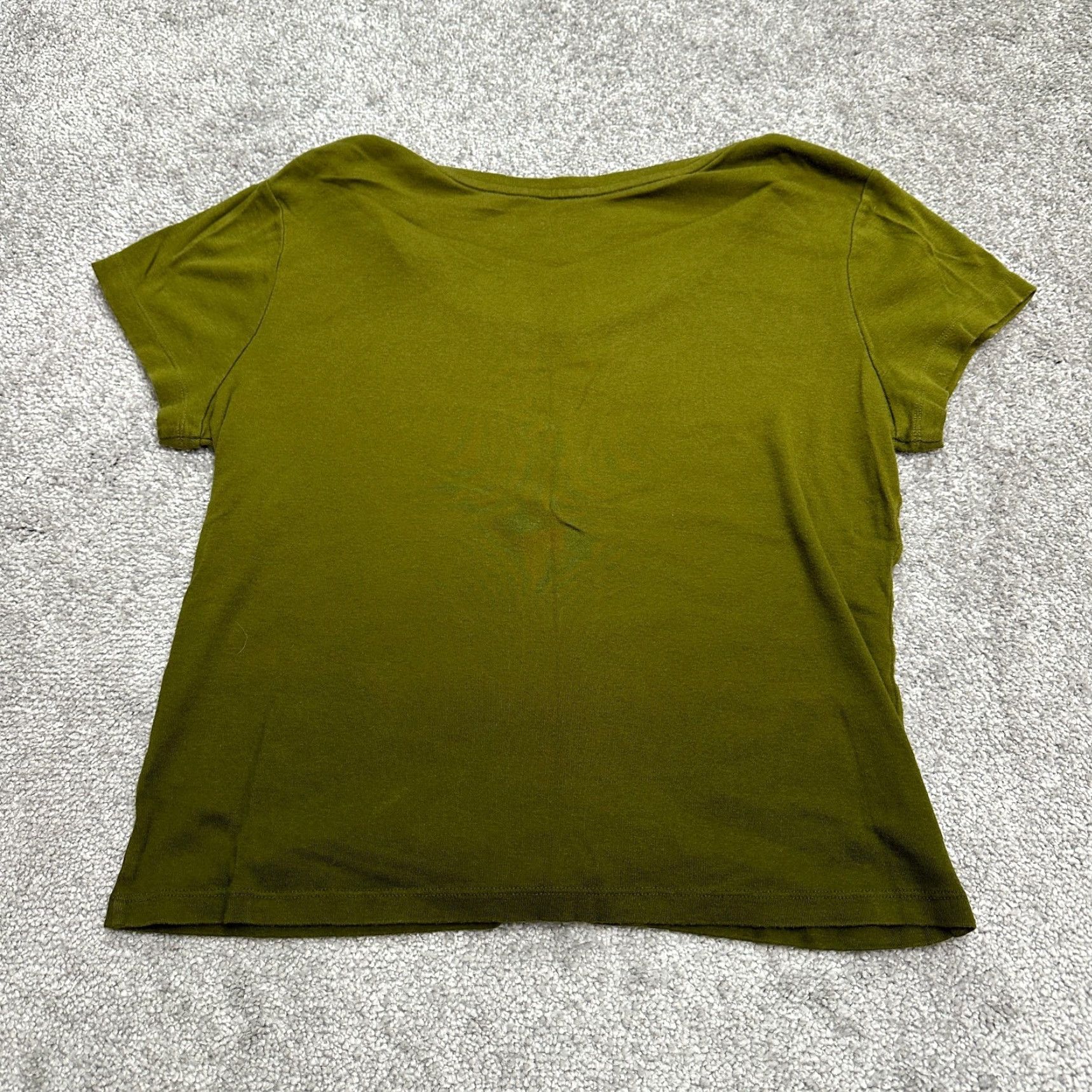 Vintage Hillard & Hanson T-Shirt Women Large Green V-Neck Beaded Cotton Modal Short Sleeve Casual Tee Adult L Green Beaded 90s? Size L / US 10 / IT 46 - 2 Thumbnail