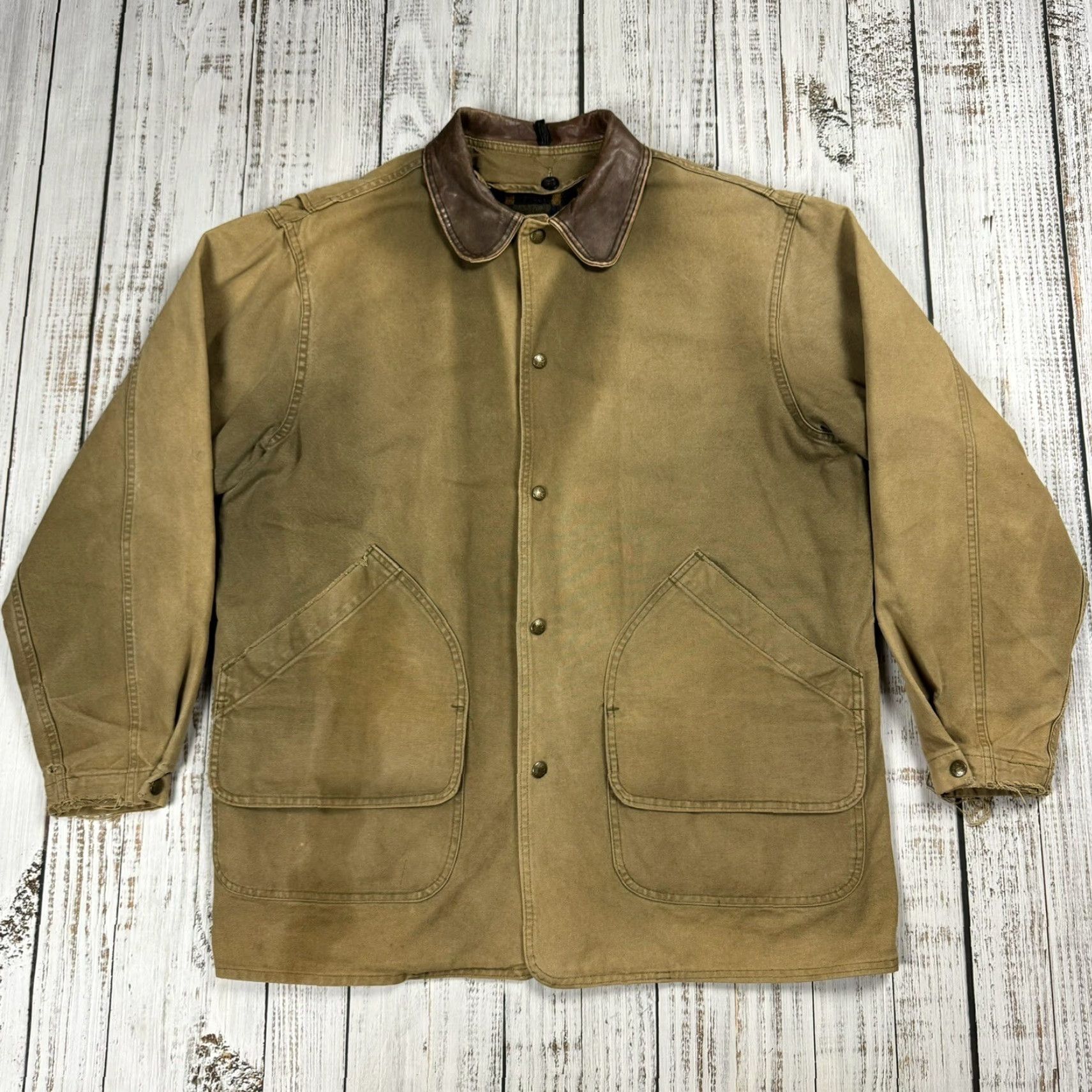 Vintage VINTAGE Woolrich Southwest Aztec Wool Blanket Lined Barn Chore Coat Jacket - Mens L Green/Brown - USA Made - Wool Woolrich Chore Coat Size US L / EU 52-54 / 3 - 3 Thumbnail