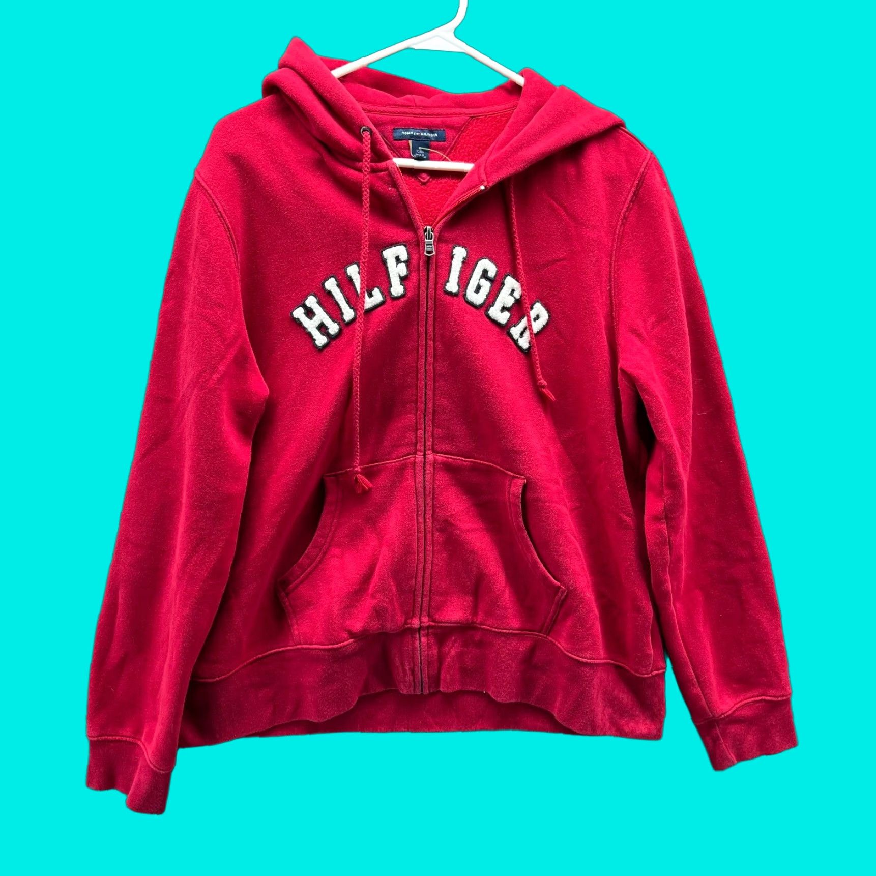 Tommy Hilfiger Tommy Hilfiger Jacket Womens XL Red Full Zip Hooded Fleece Zipper Winter Spring Fall Casual Travel Workwear Size XL / US 12-14 / IT 48-50 - 1 Thumbnail